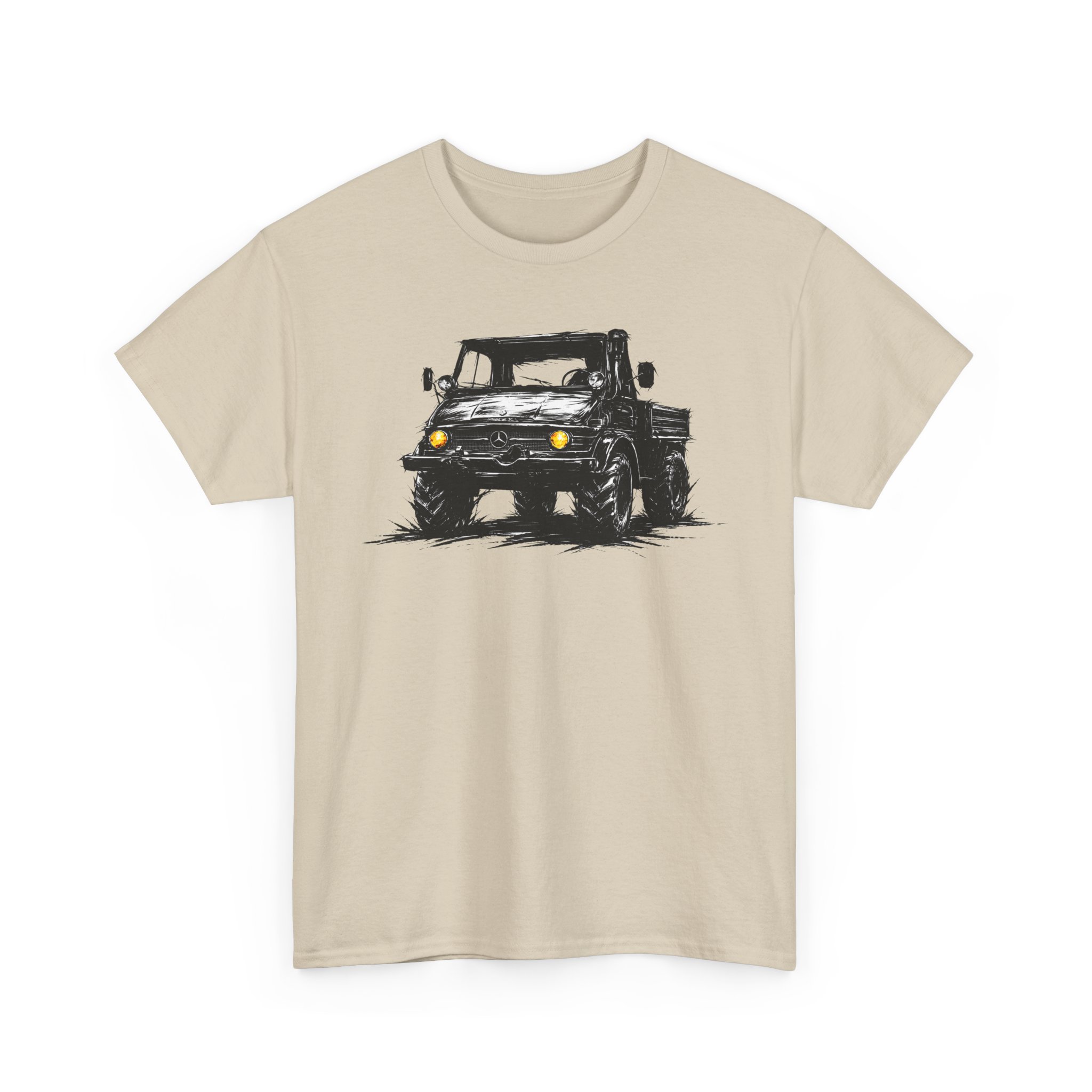 T-Shirt, Mercedes Unimog, Kritzel-Kratzel-Auto, großer feiner Druck – Bild 5