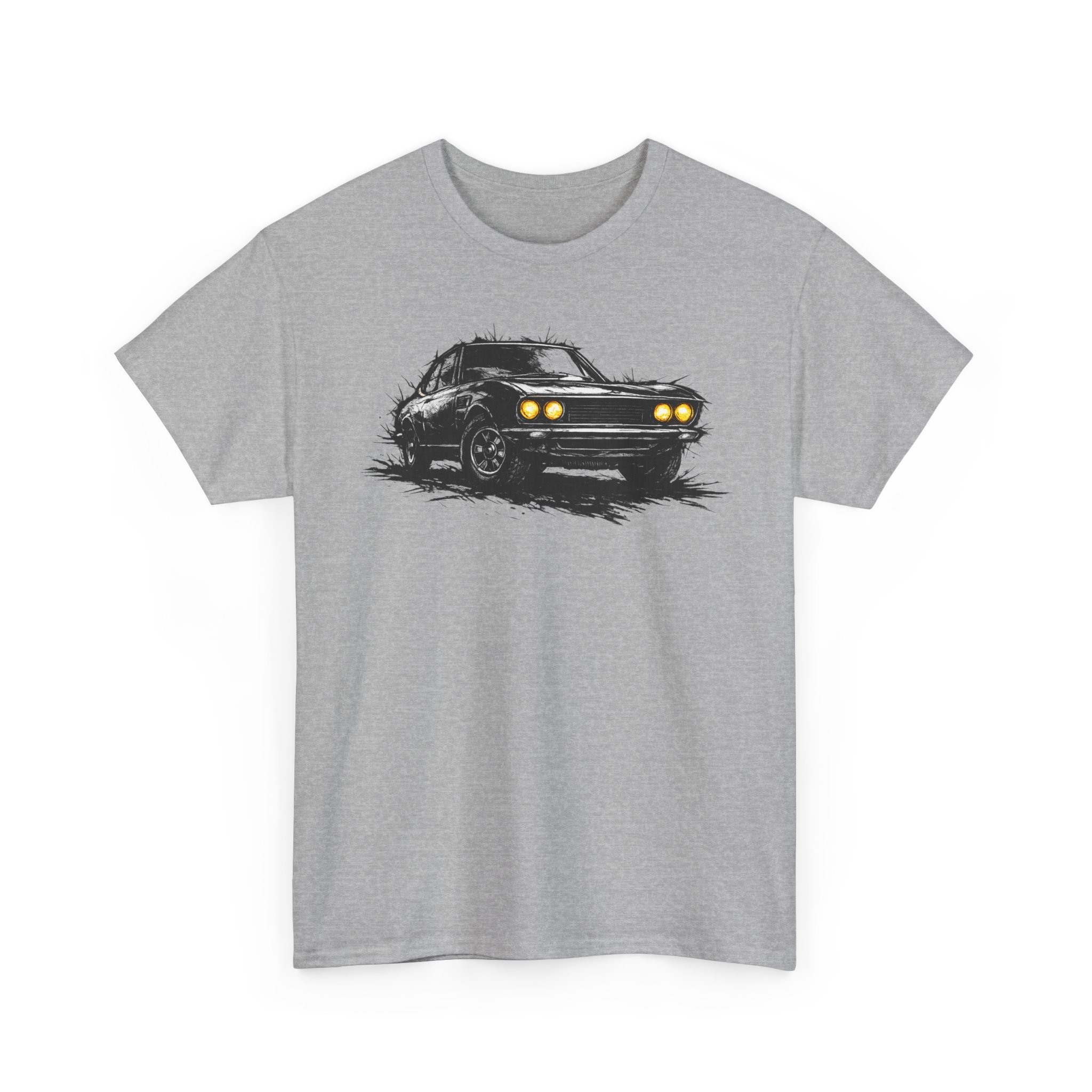T-Shirt, Fiat Dino Coupe, Kritzel-Kratzel-Auto, großer feiner Druck – Bild 3