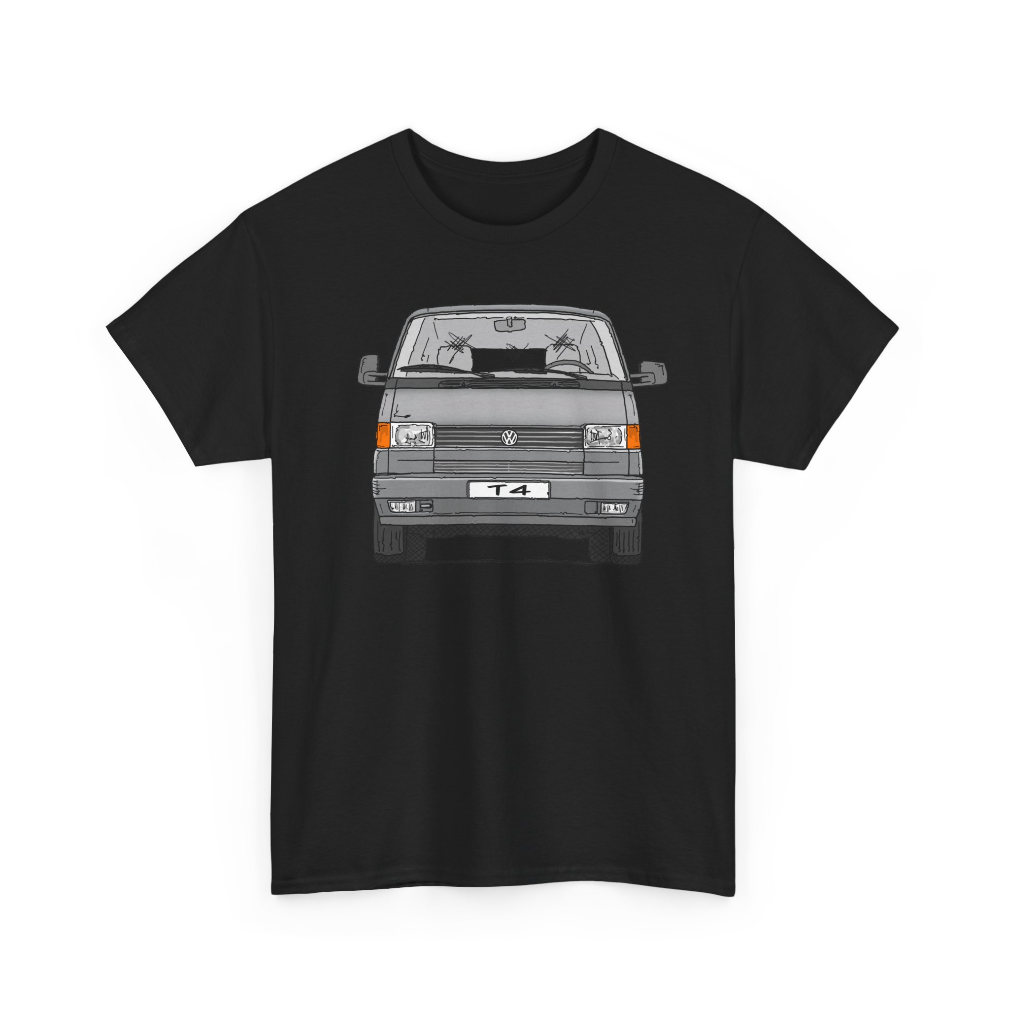 T-Shirt, VW T4, Bulli, Strichzeichnung, Silbergrau, mit Kennzeichen personalisierbar – Bild 10