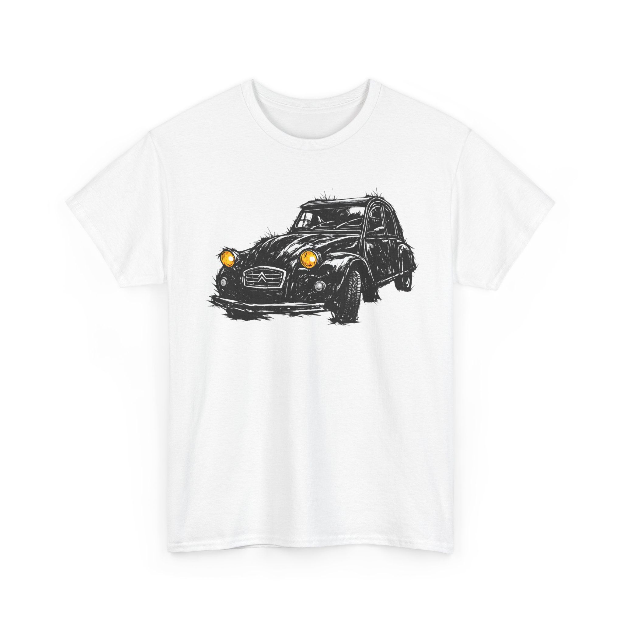 T-Shirt, Citroën 2CV, Ente, Kritzel-Kratzel-Auto, großer feiner Druck – Bild 4