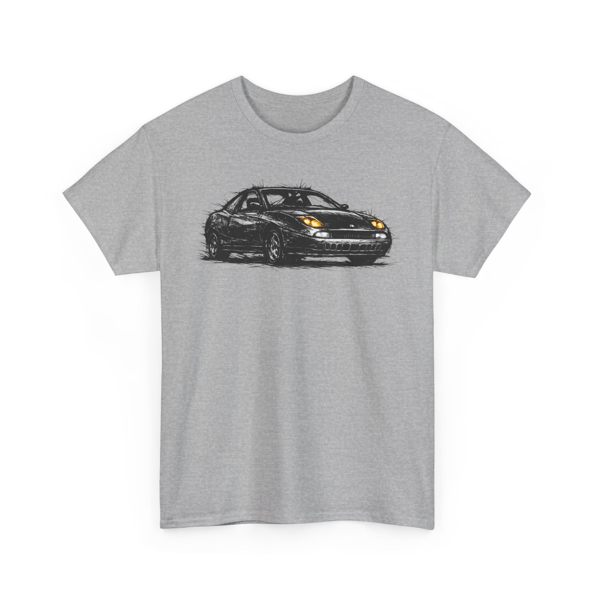 T-Shirt, Fiat Coupe, Kritzel-Kratzel-Auto, großer feiner Druck – Bild 3