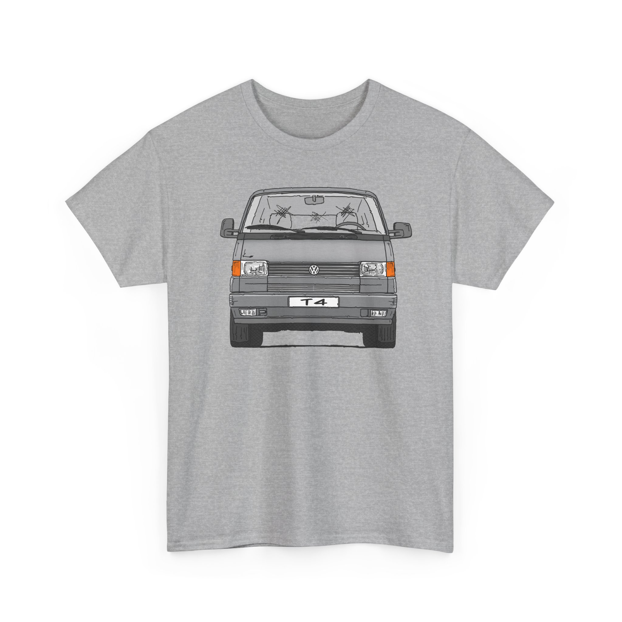 T-Shirt, VW T4, Bulli, Strichzeichnung, Silbergrau, mit Kennzeichen personalisierbar – Bild 2