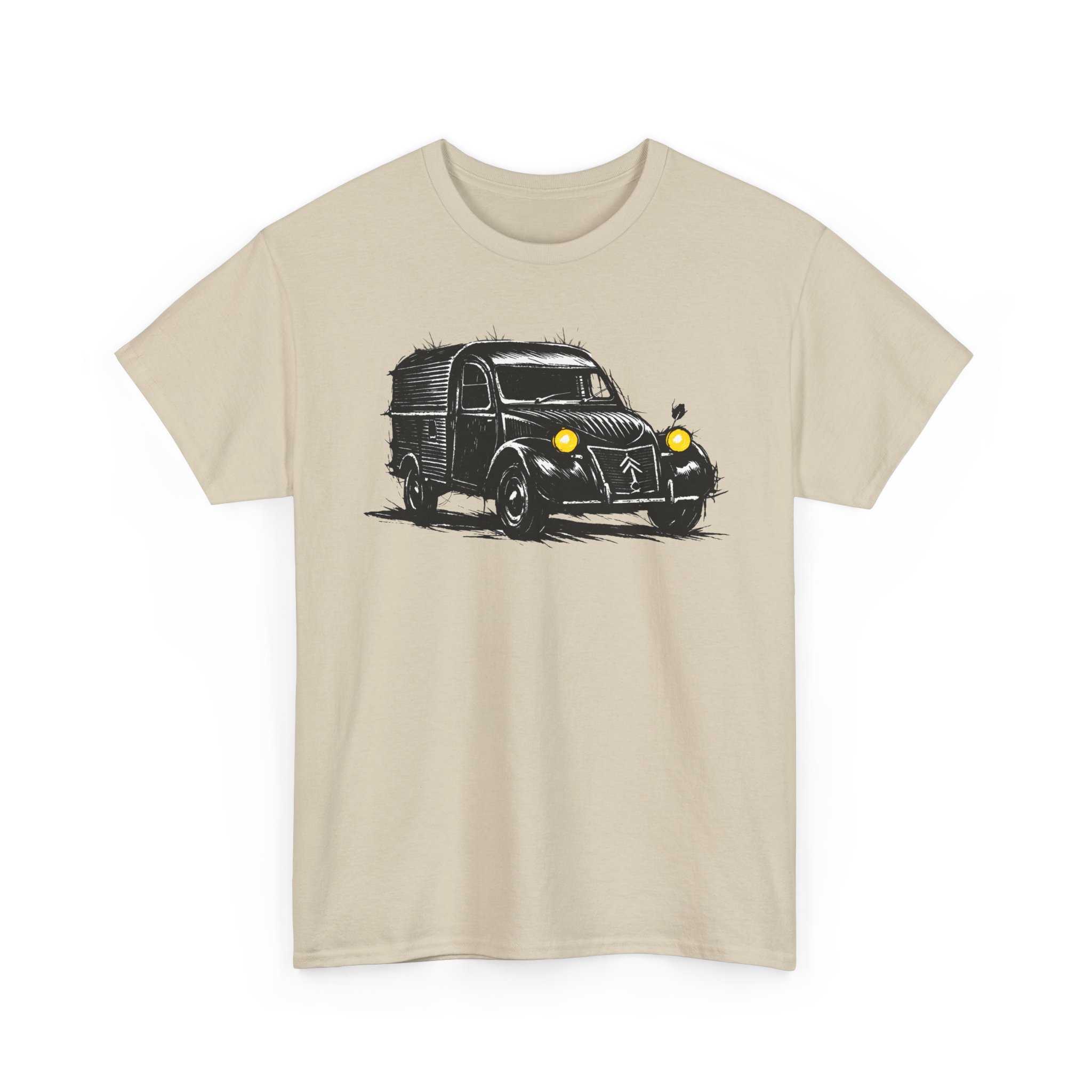 T-Shirt, Citroën 2CV AU, Kastenente, Kritzel-Kratzel-Auto, großer feiner Druck – Bild 5