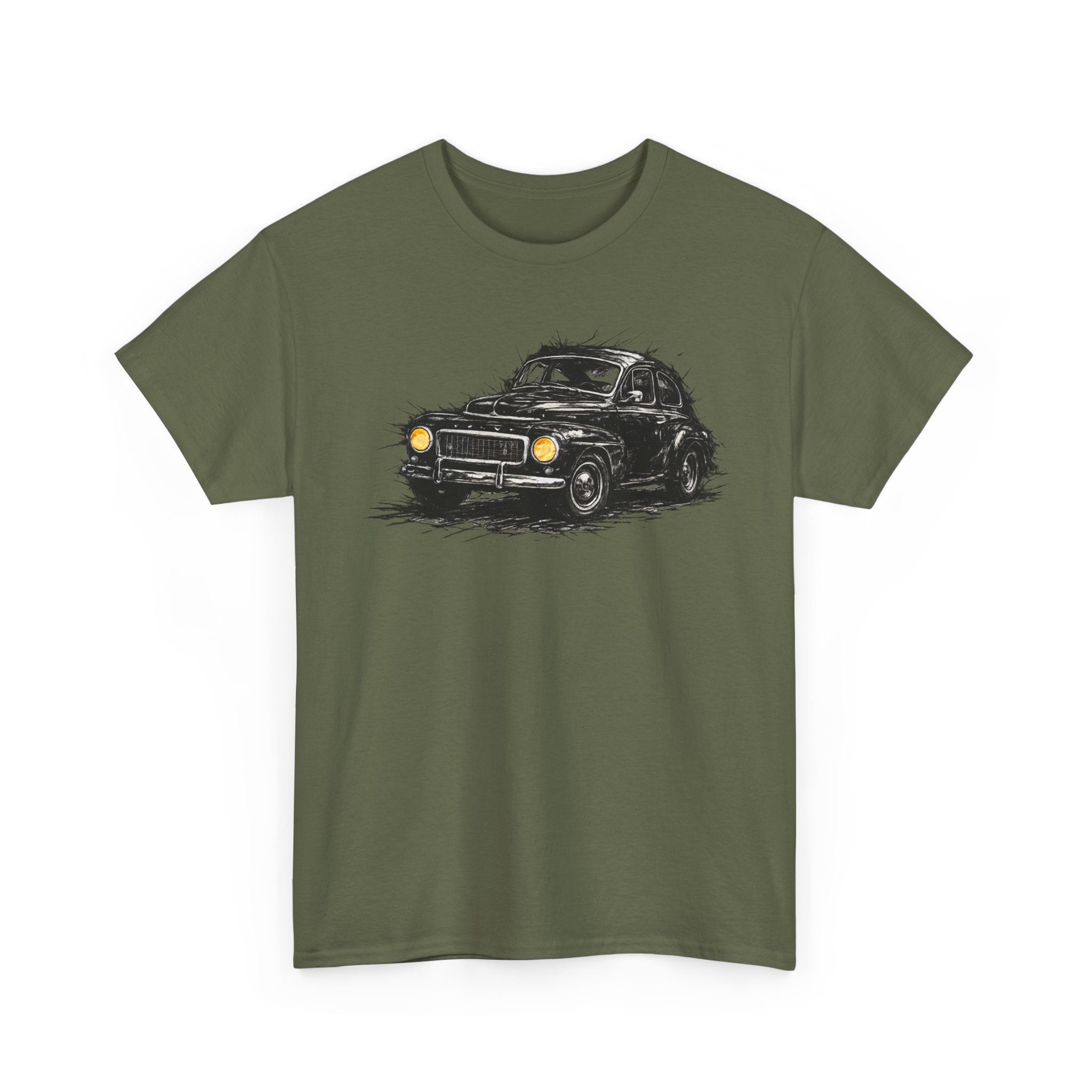 T-Shirt, Volvo PV544, Buckelvolvo, Kritzel-Kratzel-Auto, großer feiner Druck – Bild 6