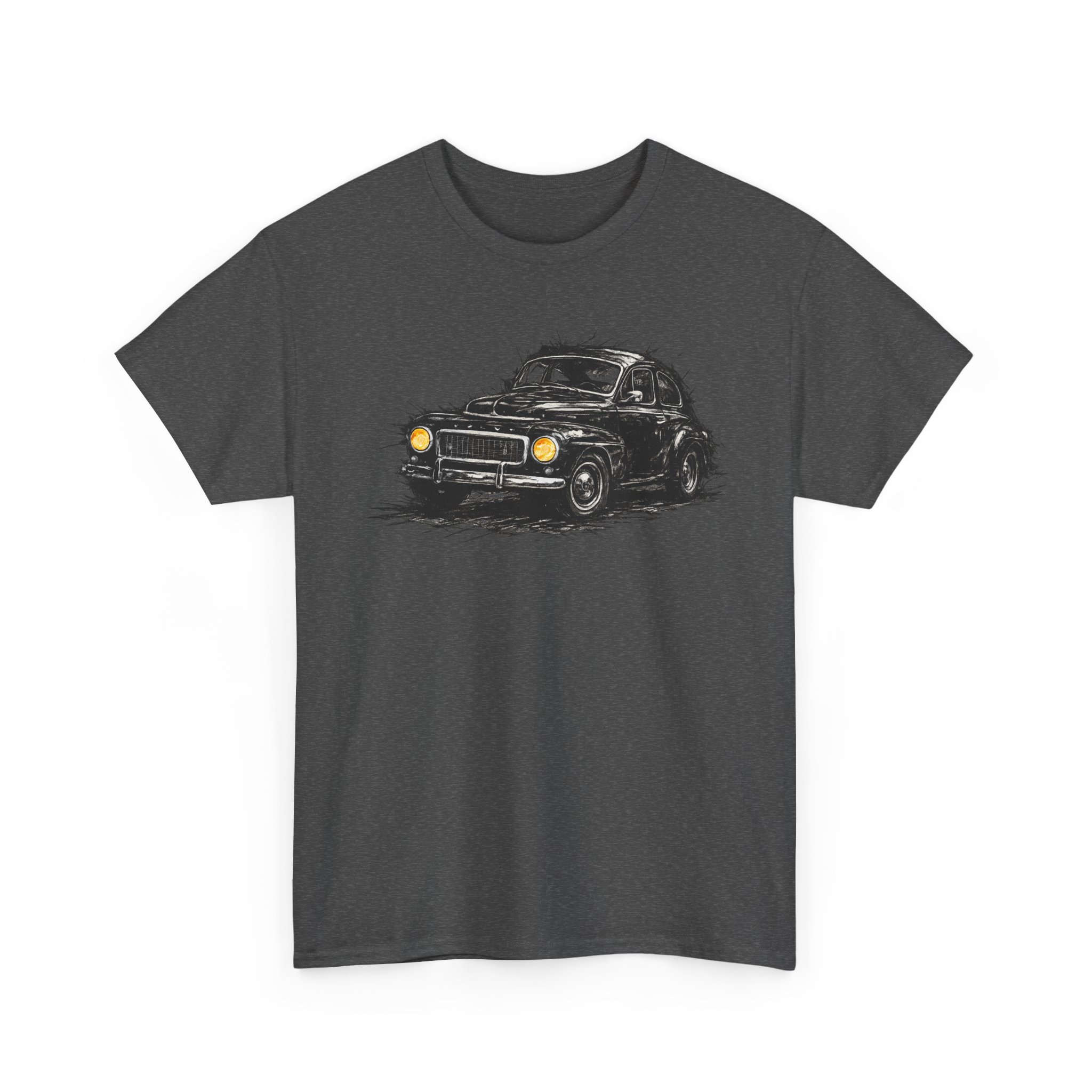 T-Shirt, Volvo PV544, Buckelvolvo, Kritzel-Kratzel-Auto, großer feiner Druck – Bild 7