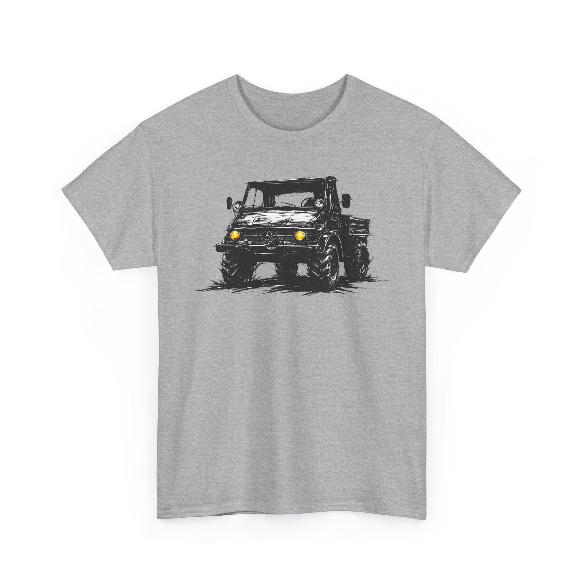 T-Shirt, Mercedes Unimog, Kritzel-Kratzel-Auto, großer feiner Druck – Bild 3
