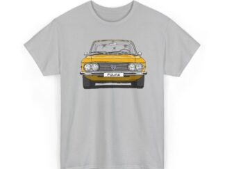 T-Shirt, Lancia Fulvia Coupe, Strichzeichnung, Gelb, eigenes Kennzeichen möglich