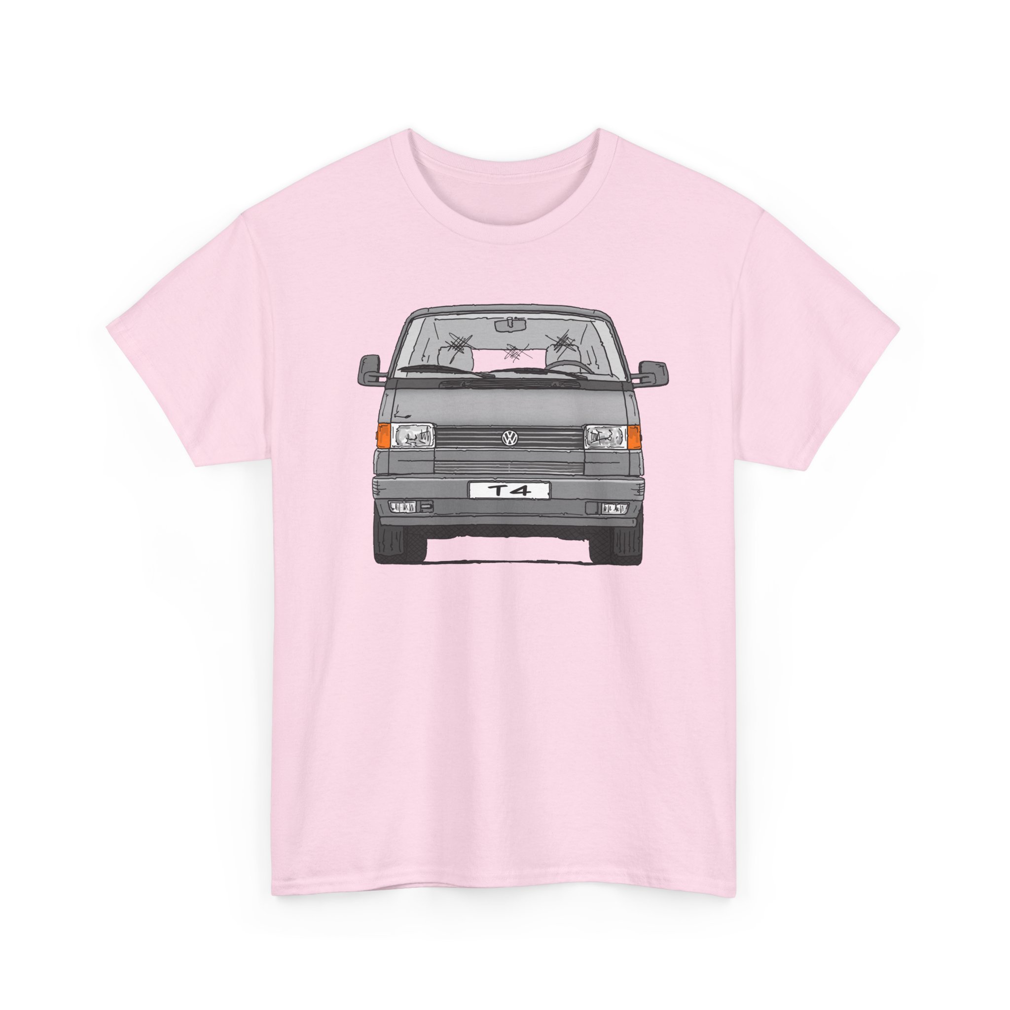 T-Shirt, VW T4, Bulli, Strichzeichnung, Silbergrau, mit Kennzeichen personalisierbar – Bild 4