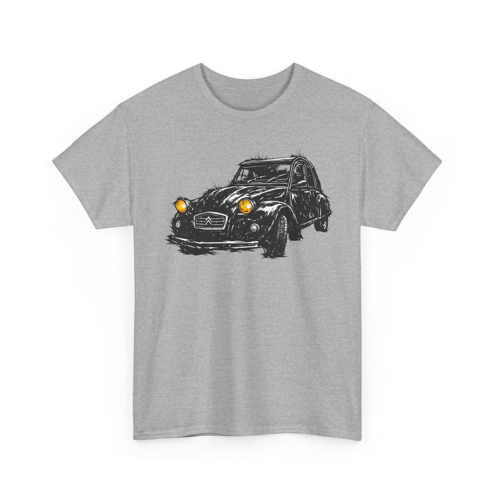 T-Shirt, Citroën 2CV, Ente, Kritzel-Kratzel-Auto, großer feiner Druck – Bild 3