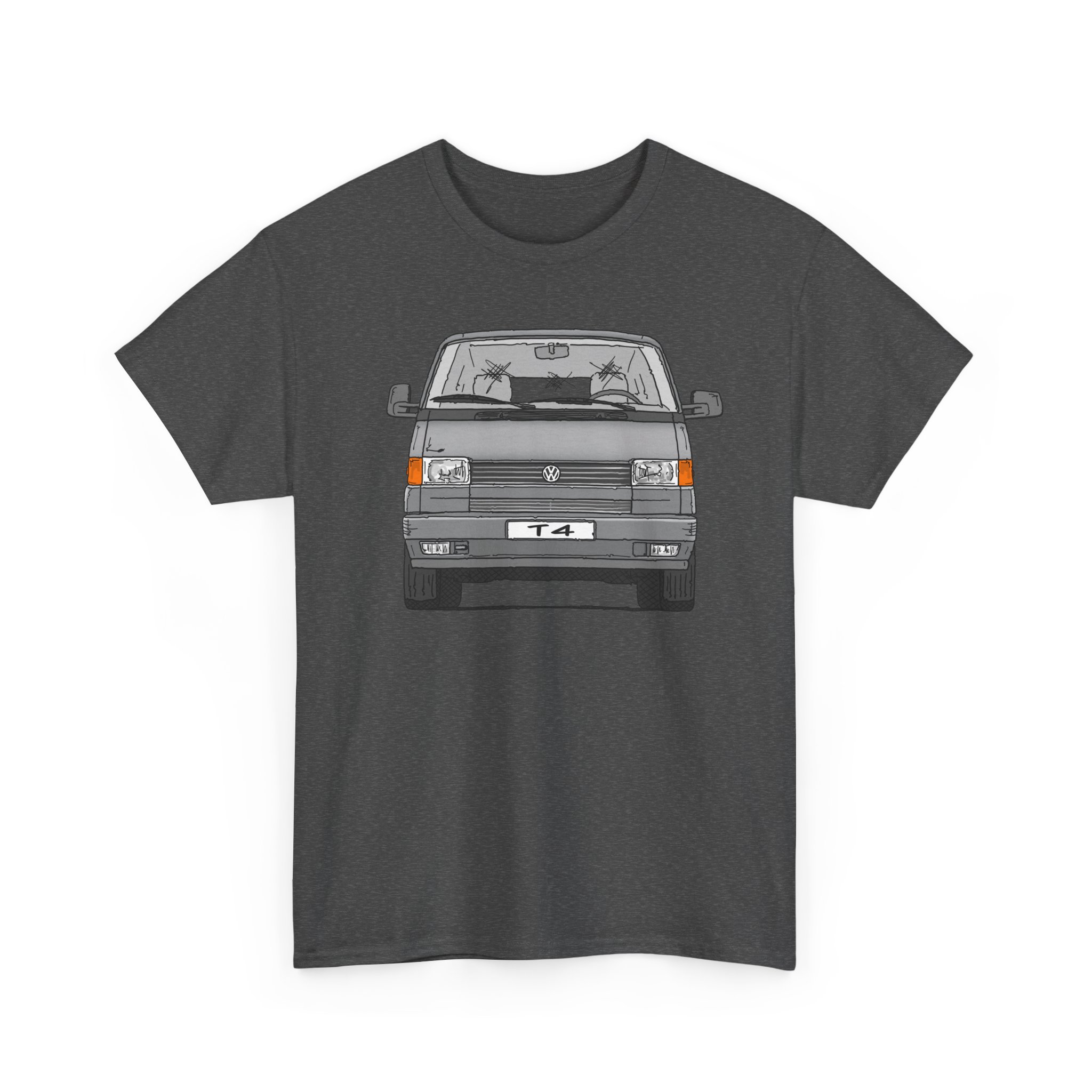 T-Shirt, VW T4, Bulli, Strichzeichnung, Silbergrau, mit Kennzeichen personalisierbar – Bild 3