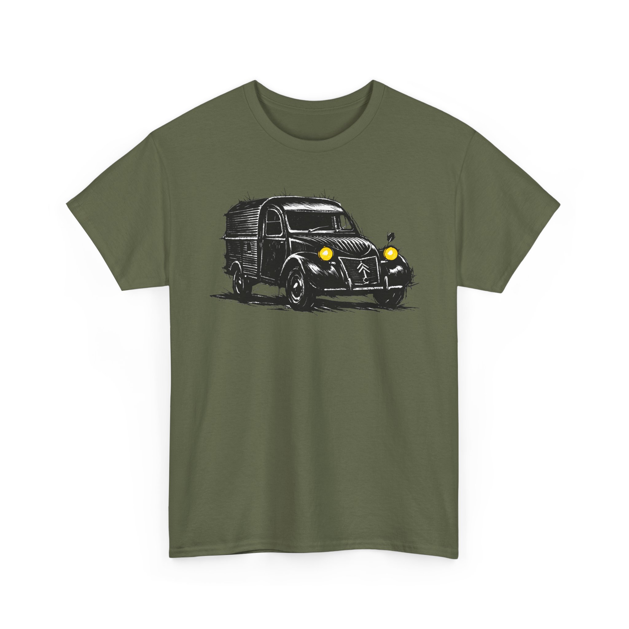 T-Shirt, Citroën 2CV AU, Kastenente, Kritzel-Kratzel-Auto, großer feiner Druck – Bild 6
