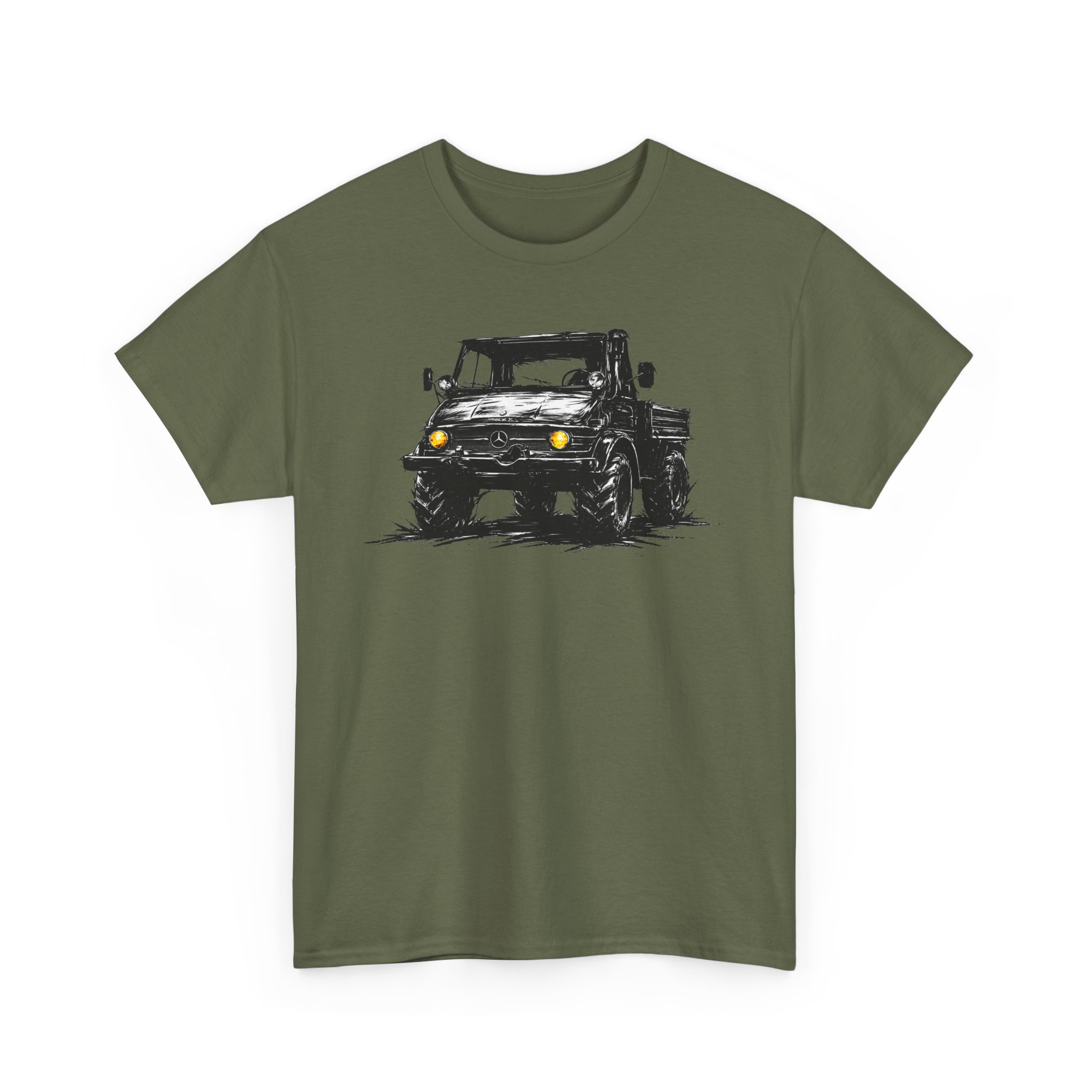 T-Shirt, Mercedes Unimog, Kritzel-Kratzel-Auto, großer feiner Druck – Bild 6