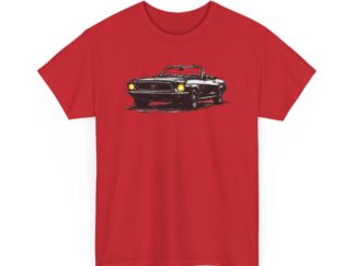T-Shirt, Ford Mustang Convertible, Kritzel-Kratzel-Auto, großer feiner Druck