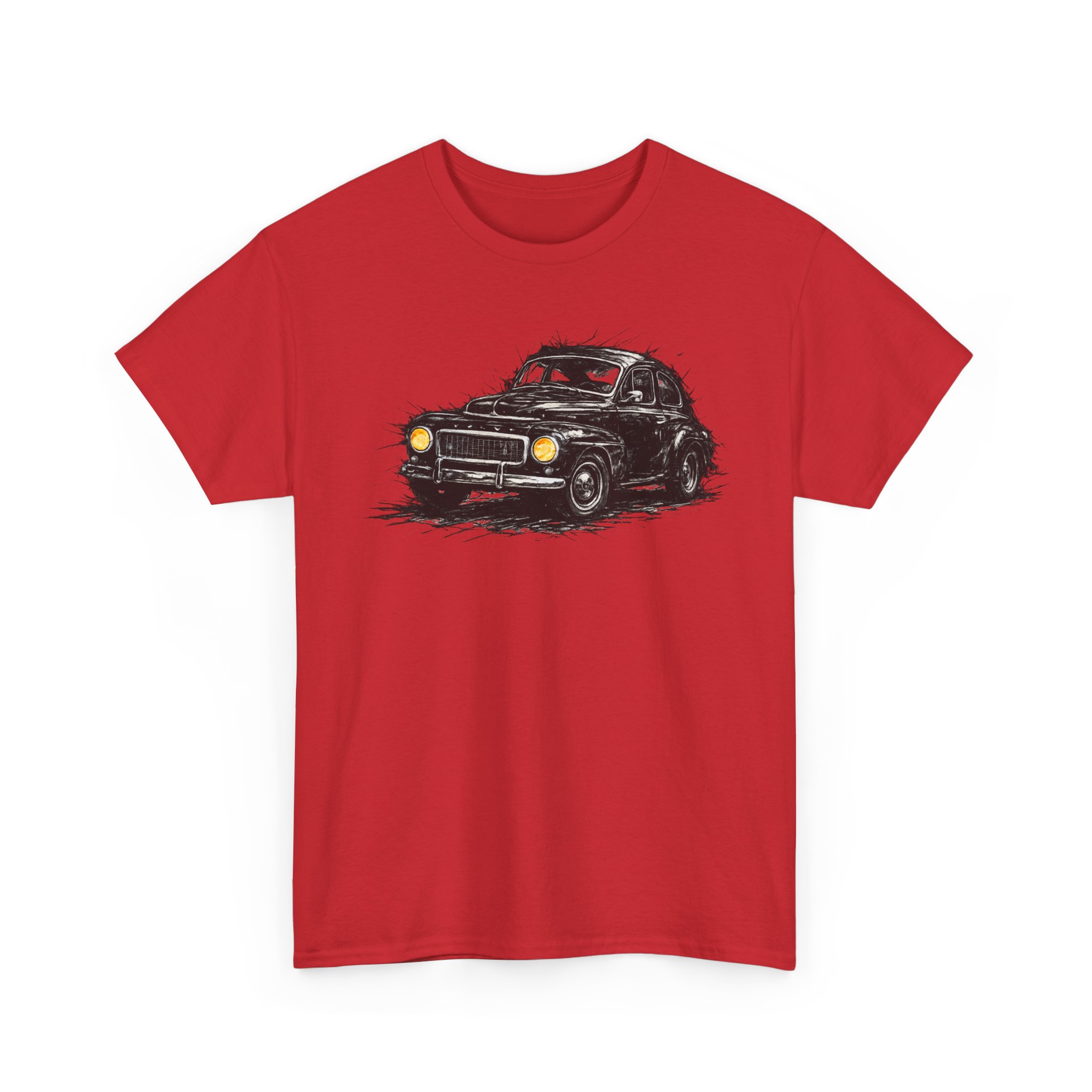 T-Shirt, Volvo PV544, Buckelvolvo, Kritzel-Kratzel-Auto, großer feiner Druck