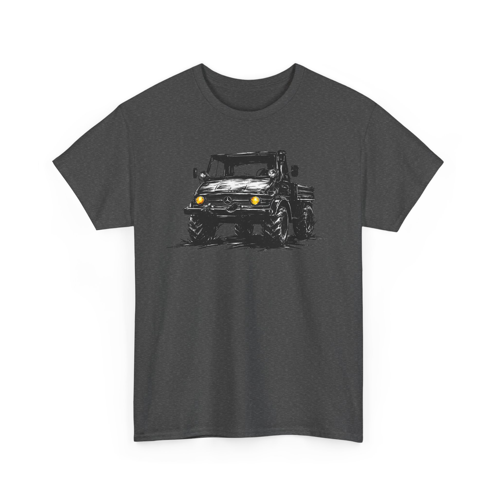 T-Shirt, Mercedes Unimog, Kritzel-Kratzel-Auto, großer feiner Druck – Bild 7
