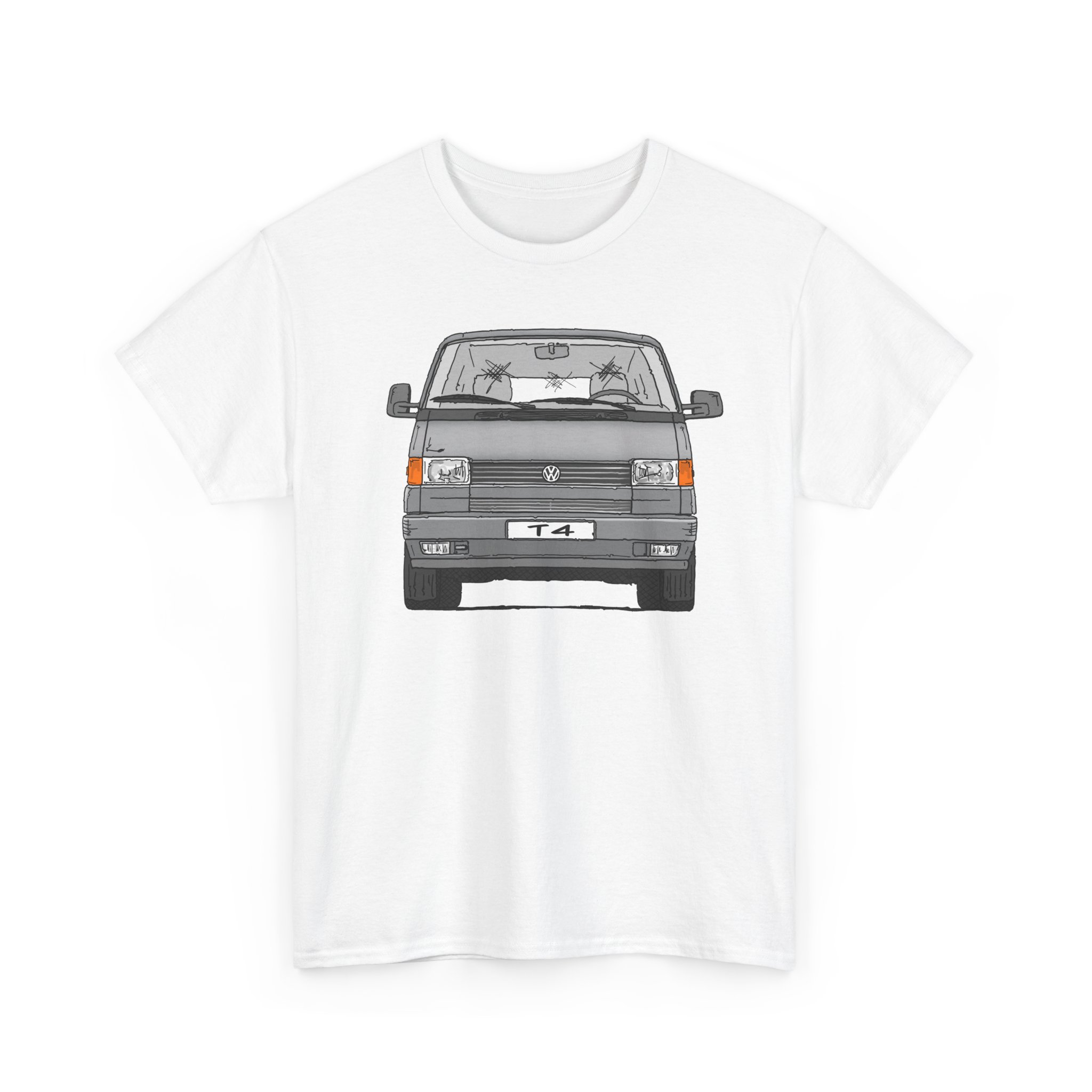 T-Shirt, VW T4, Bulli, Strichzeichnung, Silbergrau, mit Kennzeichen personalisierbar – Bild 9