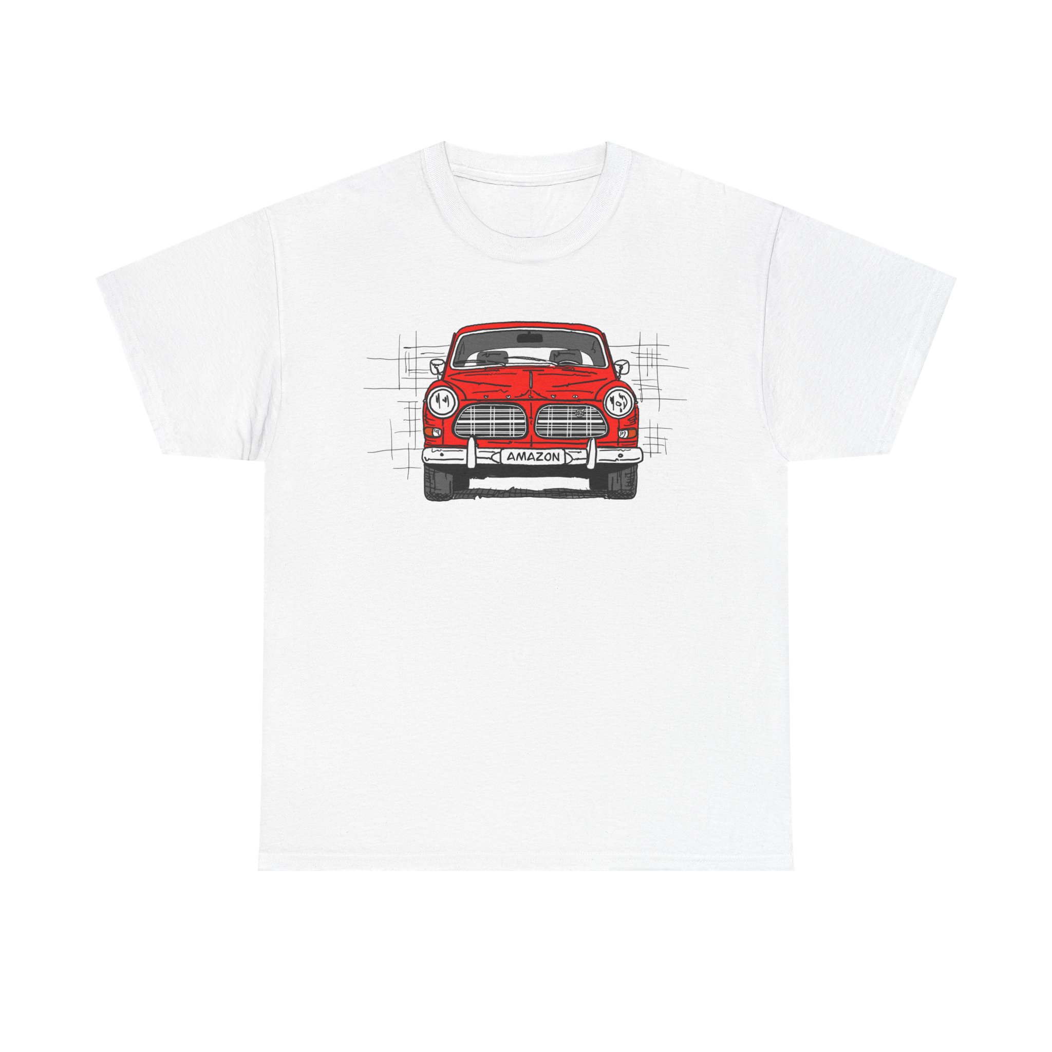 T-Shirt, Volvo Amazon, Strichzeichnung, Rot, personalisierbar – Bild 5