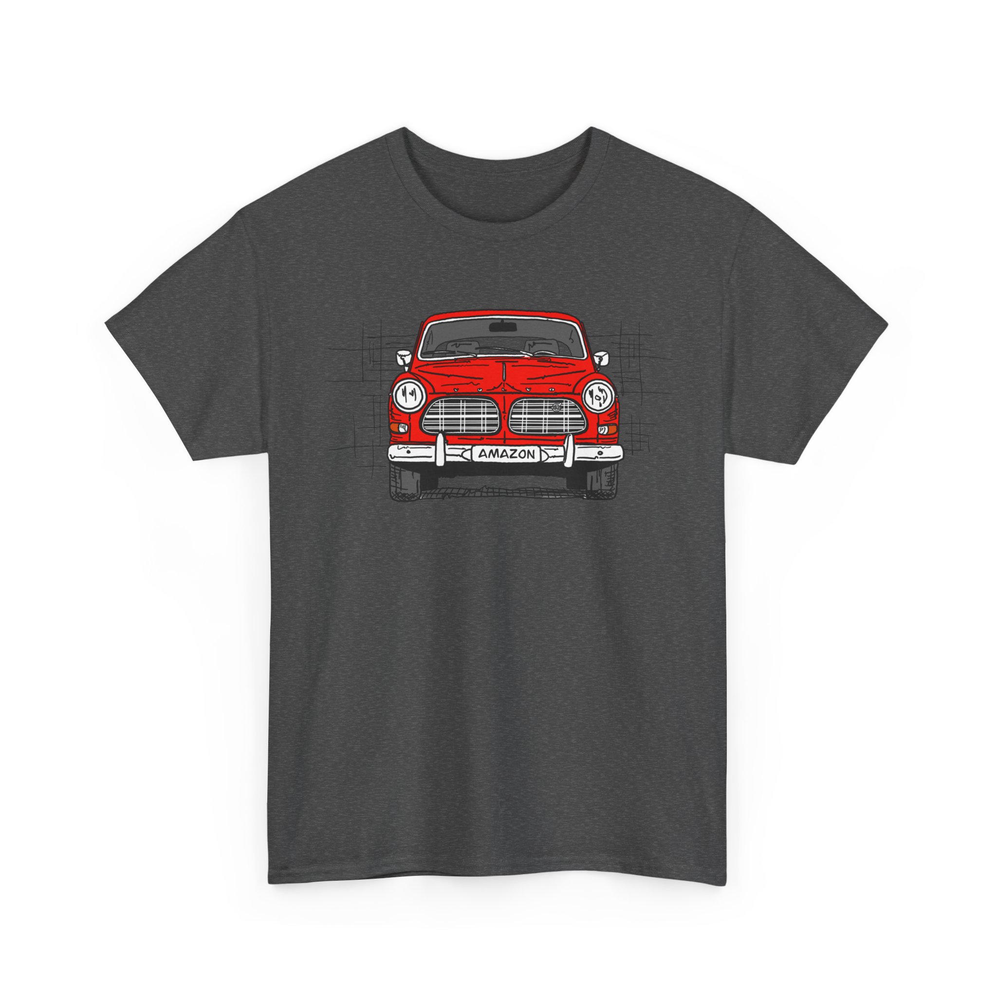 T-Shirt, Volvo Amazon, Strichzeichnung, Rot, personalisierbar – Bild 24