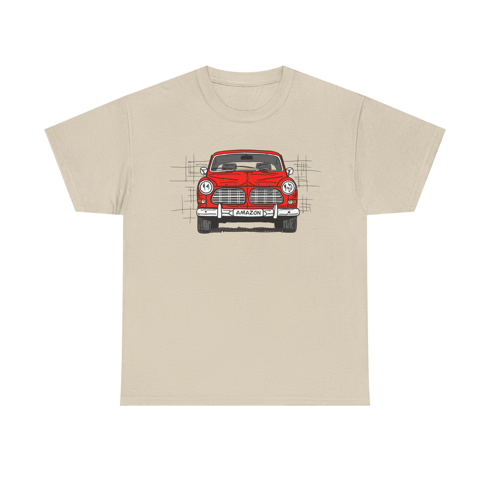 T-Shirt, Volvo Amazon, Strichzeichnung, Rot, personalisierbar – Bild 13