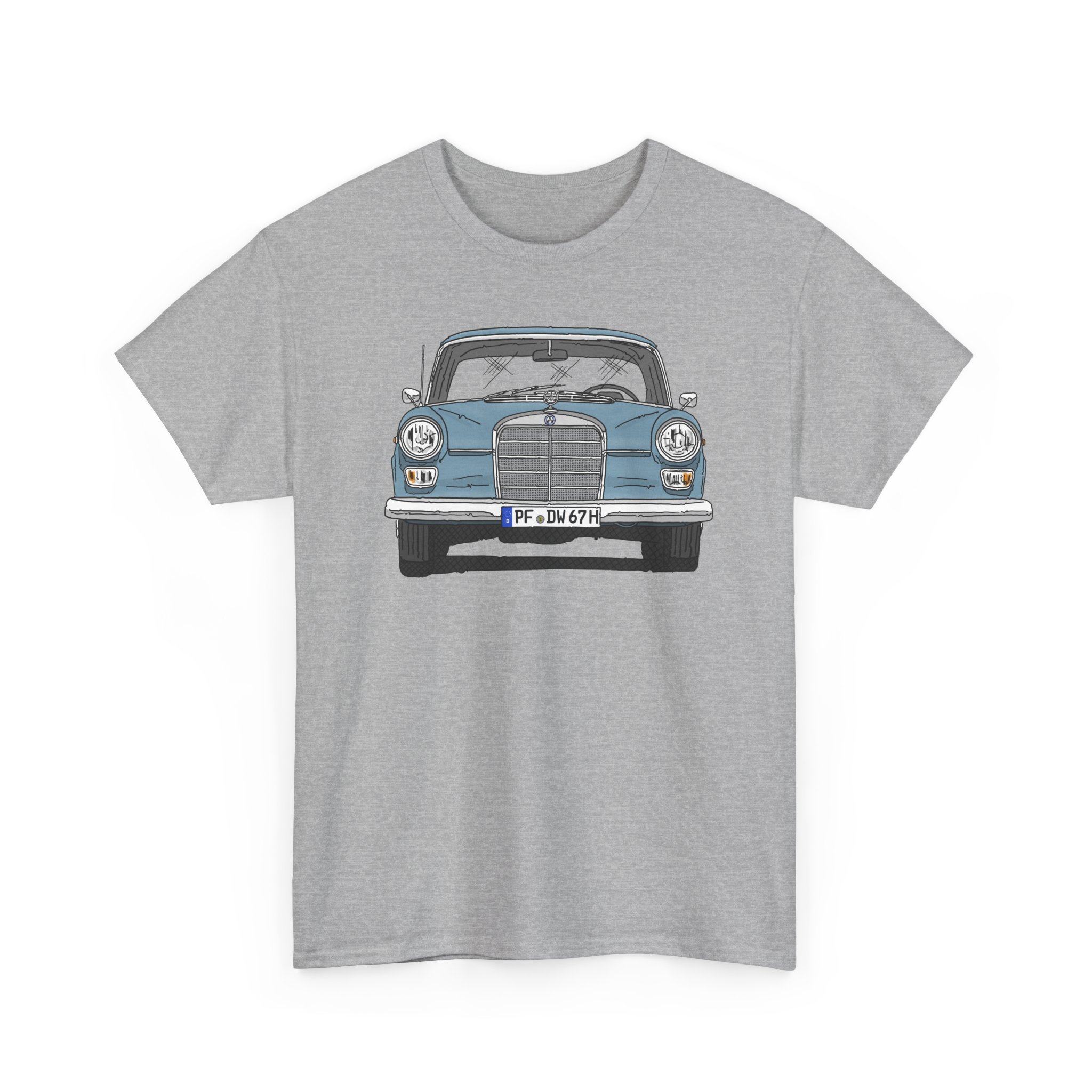 T-Shirt, Mercedes W110, Heckflosse, Strichzeichnung, Blau, PF DW 67H – Bild 3