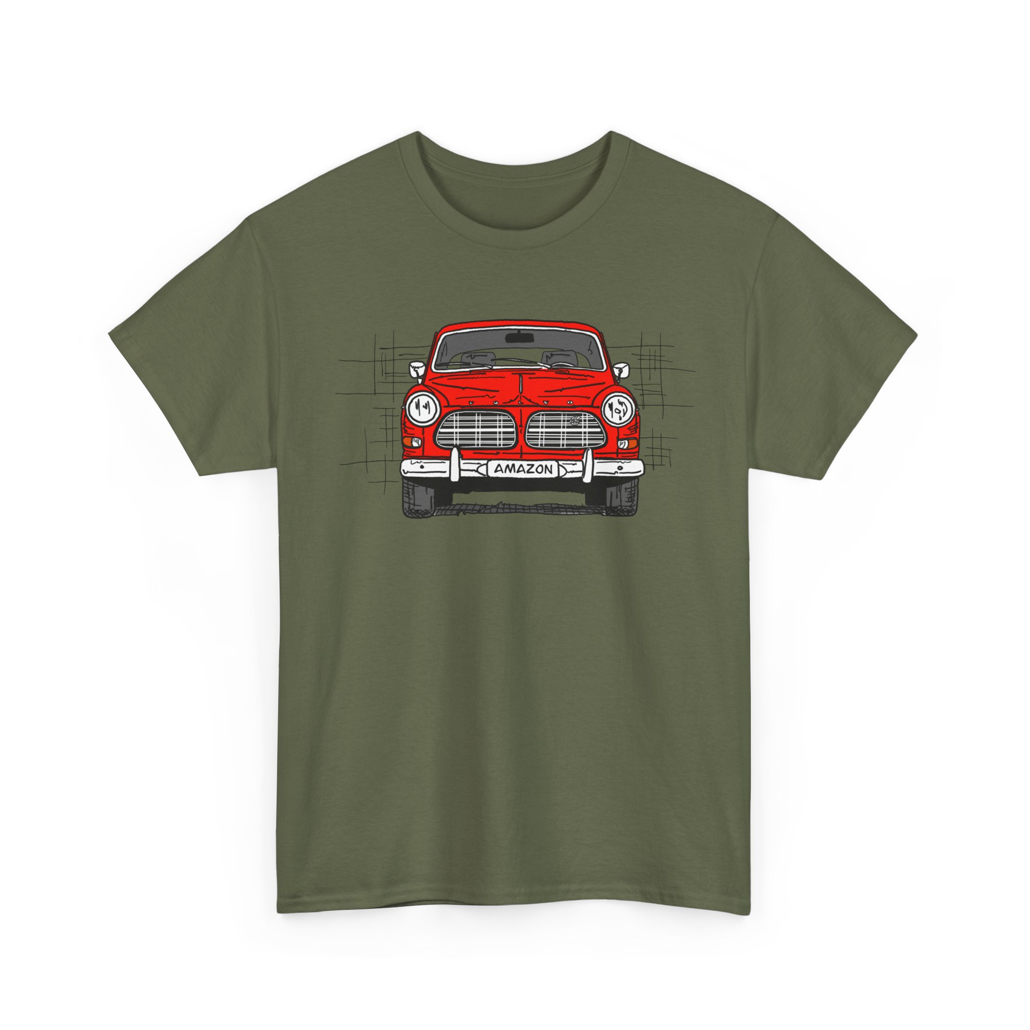 T-Shirt, Volvo Amazon, Strichzeichnung, Rot, personalisierbar – Bild 20