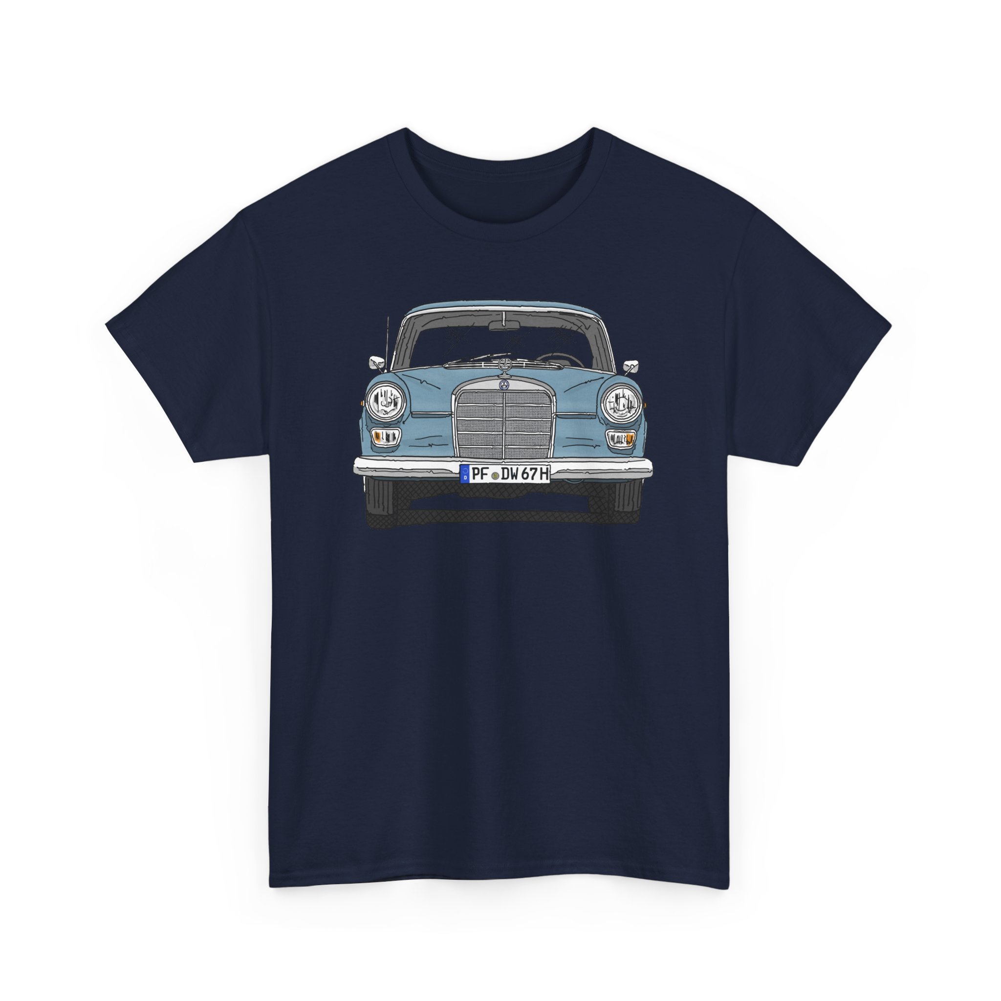 T-Shirt, Mercedes W110, Heckflosse, Strichzeichnung, Blau, PF DW 67H – Bild 10