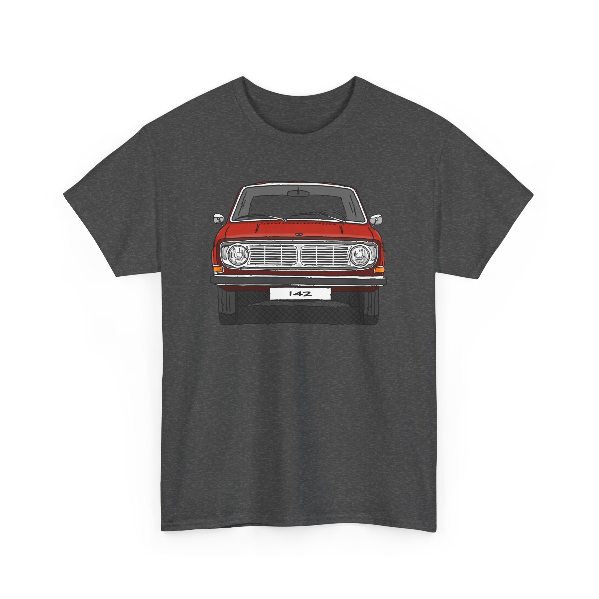 T-Shirt, Volvo 140/142, Strichzeichnung, Rot, Wunschkennzeichen möglich – Bild 2