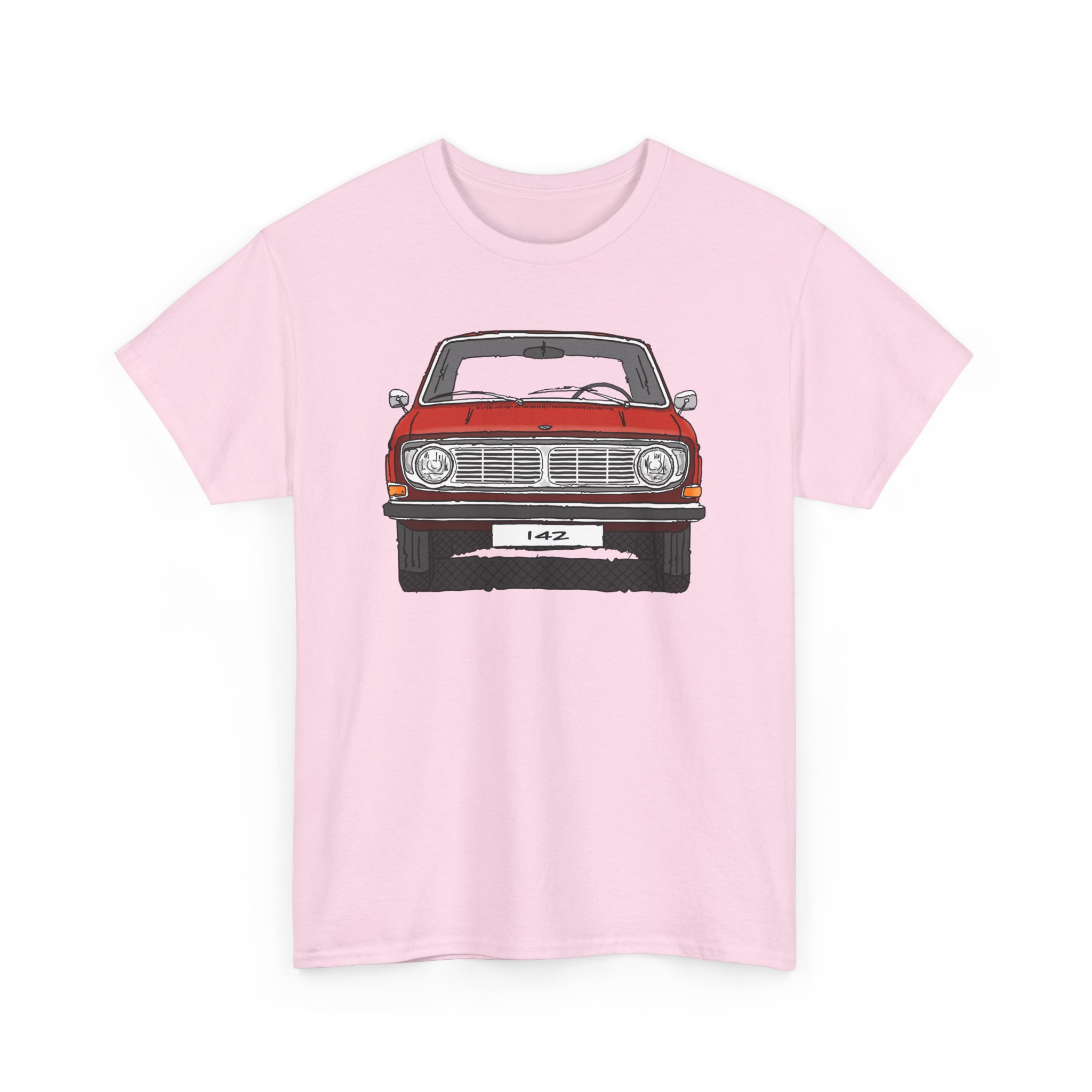 T-Shirt, Volvo 140/142, Strichzeichnung, Rot, Wunschkennzeichen möglich – Bild 4