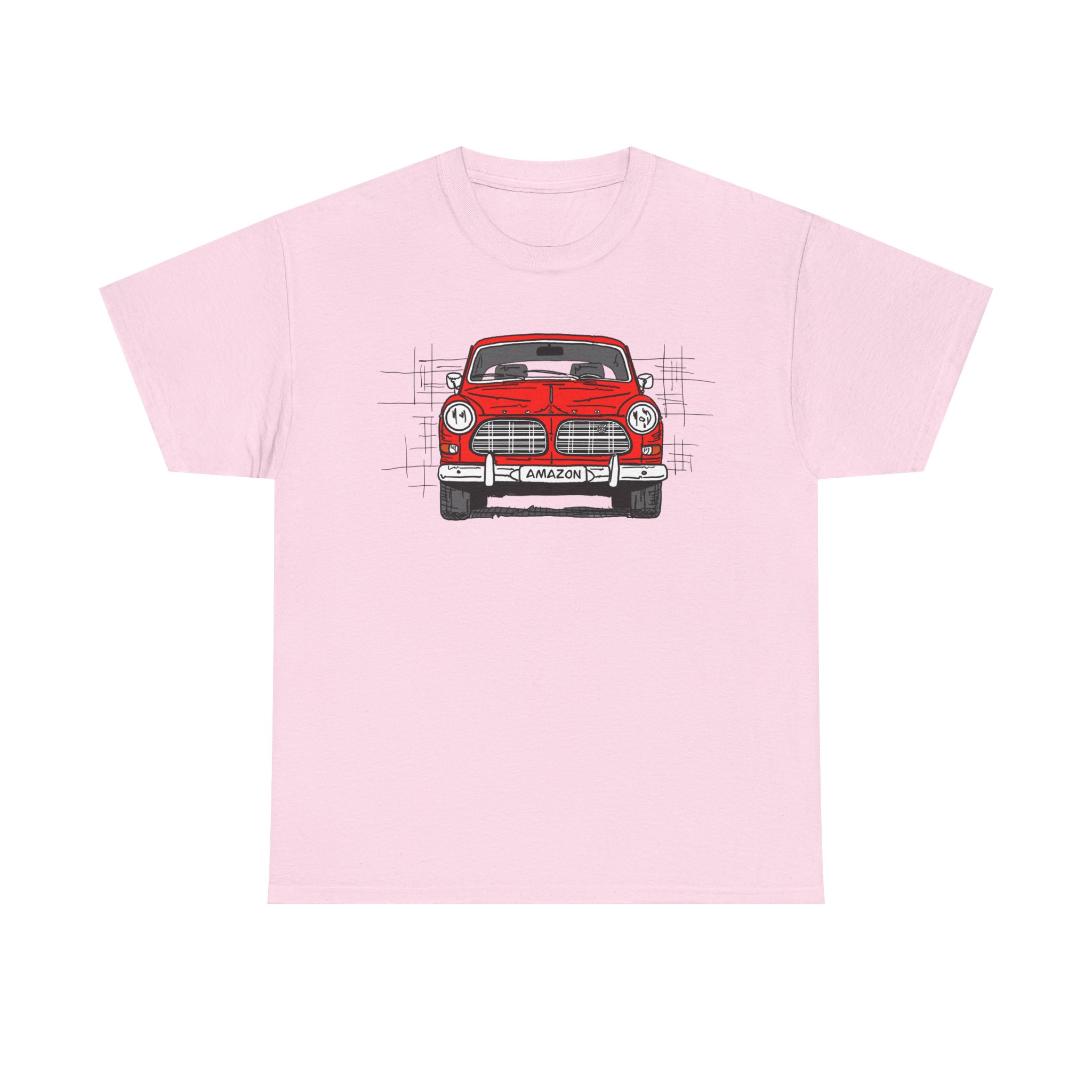 T-Shirt, Volvo Amazon, Strichzeichnung, Rot, personalisierbar – Bild 37