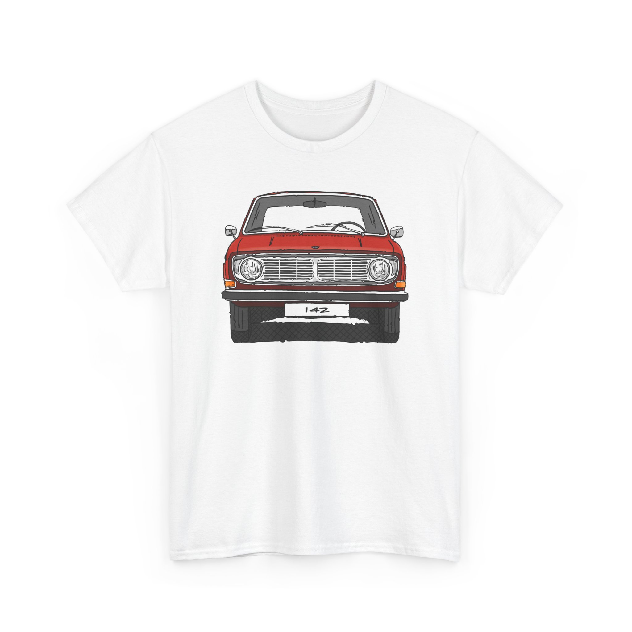 T-Shirt, Volvo 140/142, Strichzeichnung, Rot, Wunschkennzeichen möglich – Bild 9