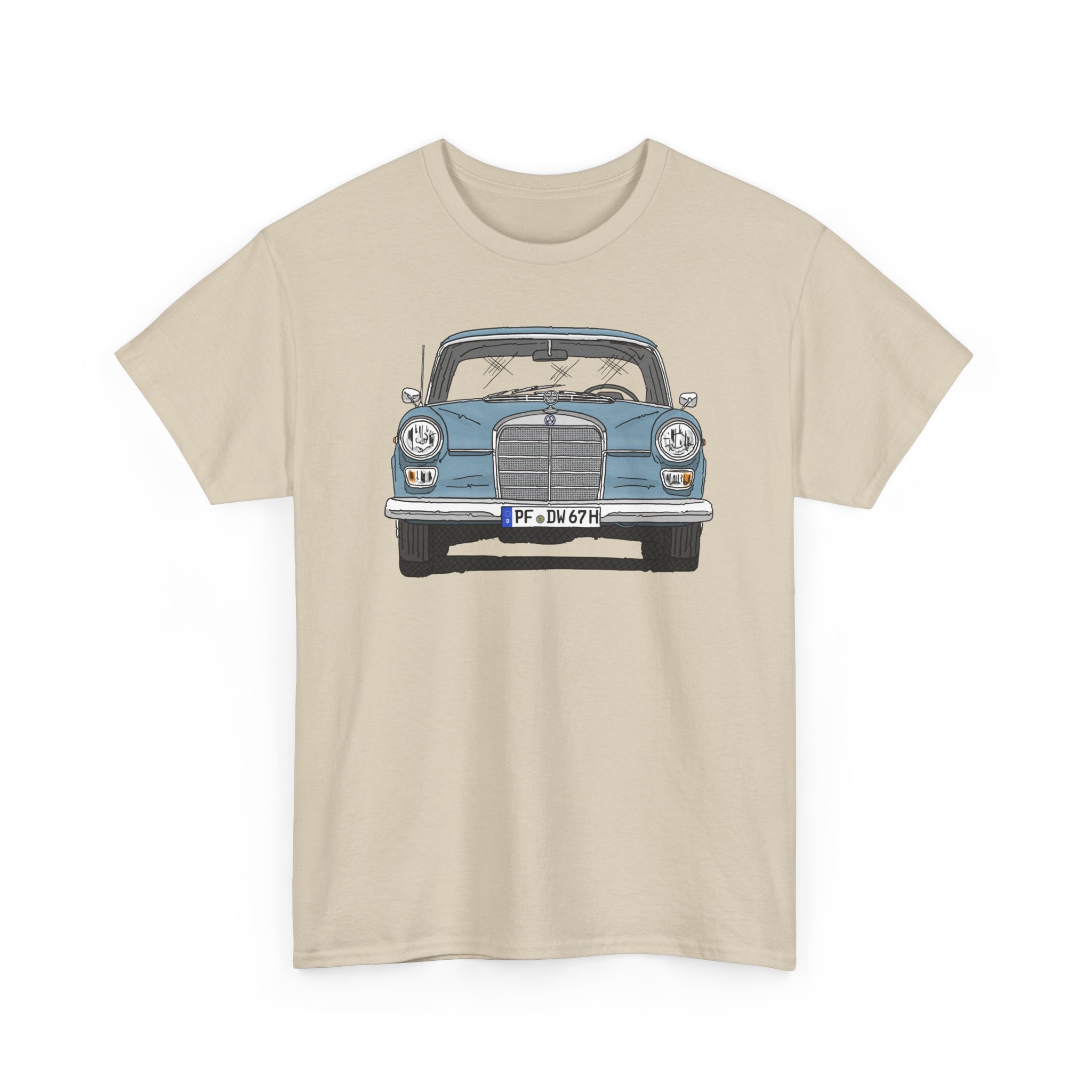 T-Shirt, Mercedes W110, Heckflosse, Strichzeichnung, Blau, PF DW 67H – Bild 6