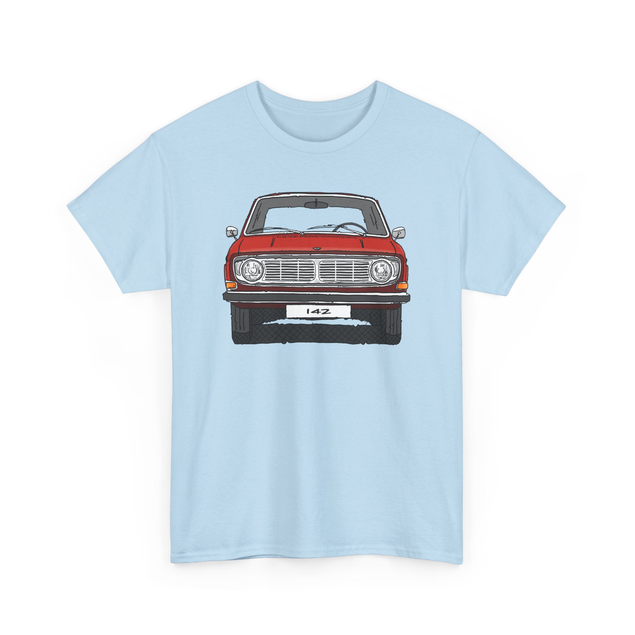 T-Shirt, Volvo 140/142, Strichzeichnung, Rot, Wunschkennzeichen möglich – Bild 3