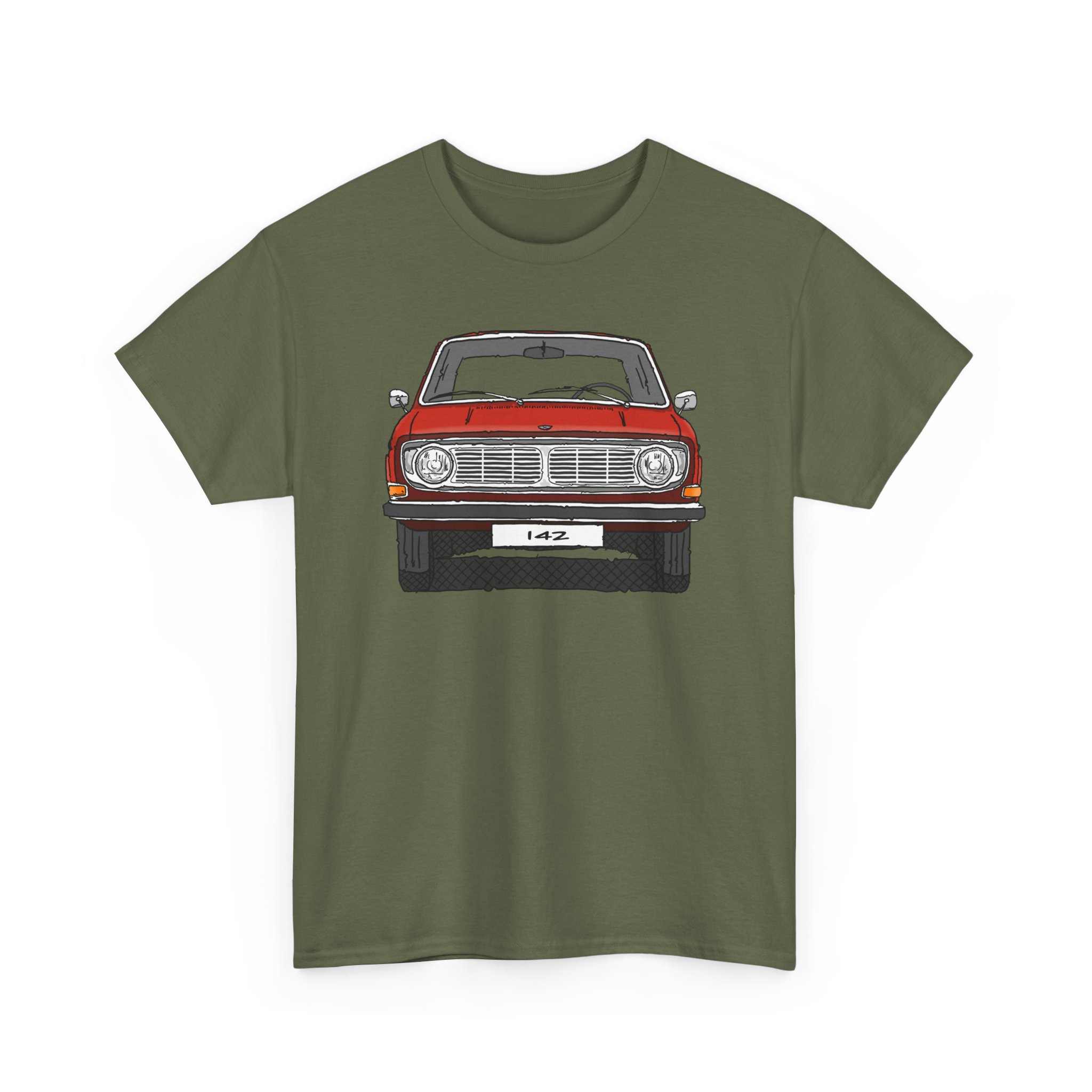 T-Shirt, Volvo 140/142, Strichzeichnung, Rot, Wunschkennzeichen möglich – Bild 11