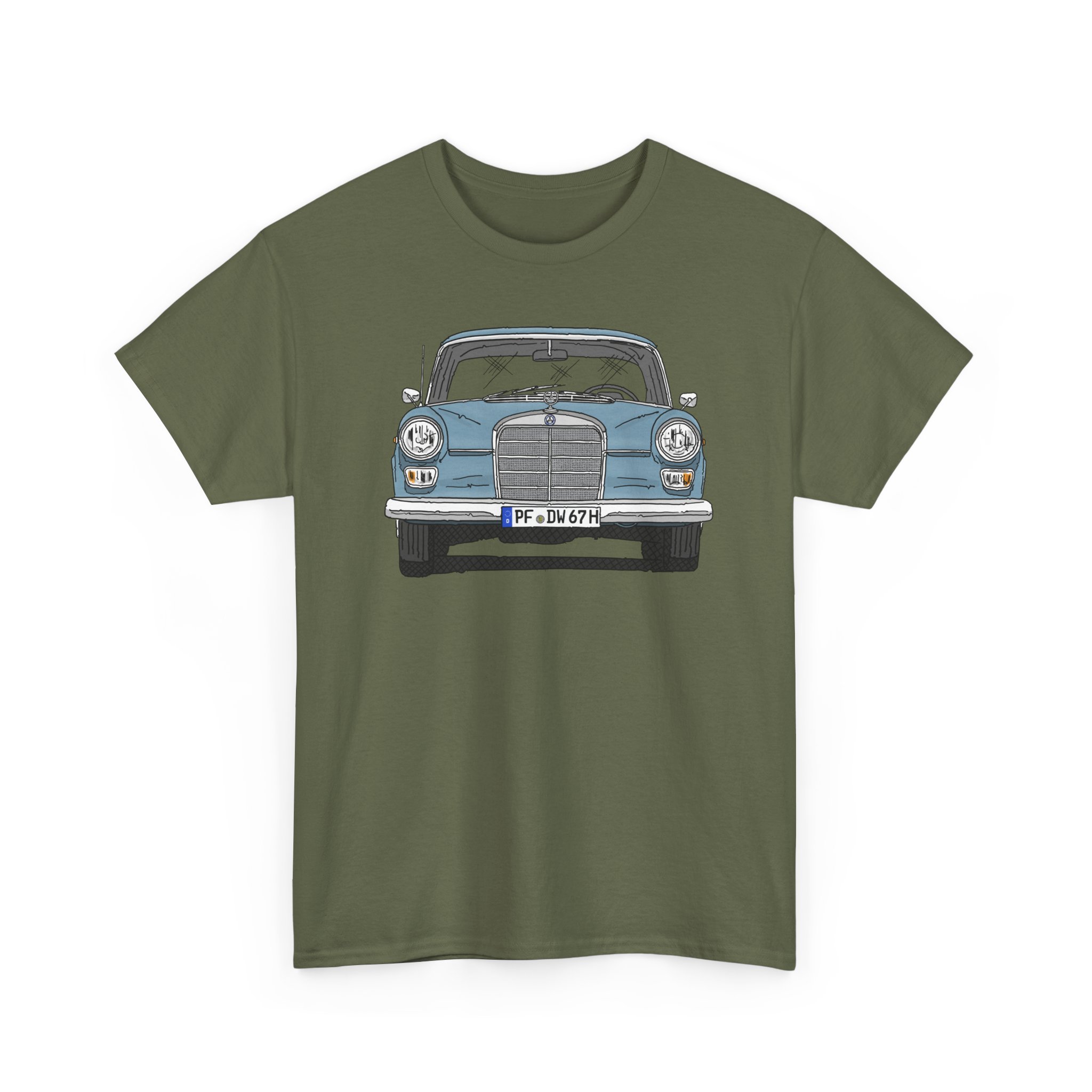 T-Shirt, Mercedes W110, Heckflosse, Strichzeichnung, Blau, PF DW 67H – Bild 8