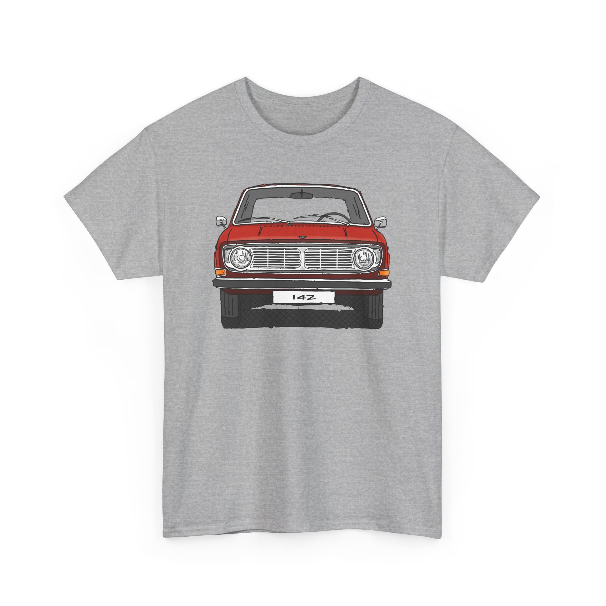 T-Shirt, Volvo 140/142, Strichzeichnung, Rot, Wunschkennzeichen möglich