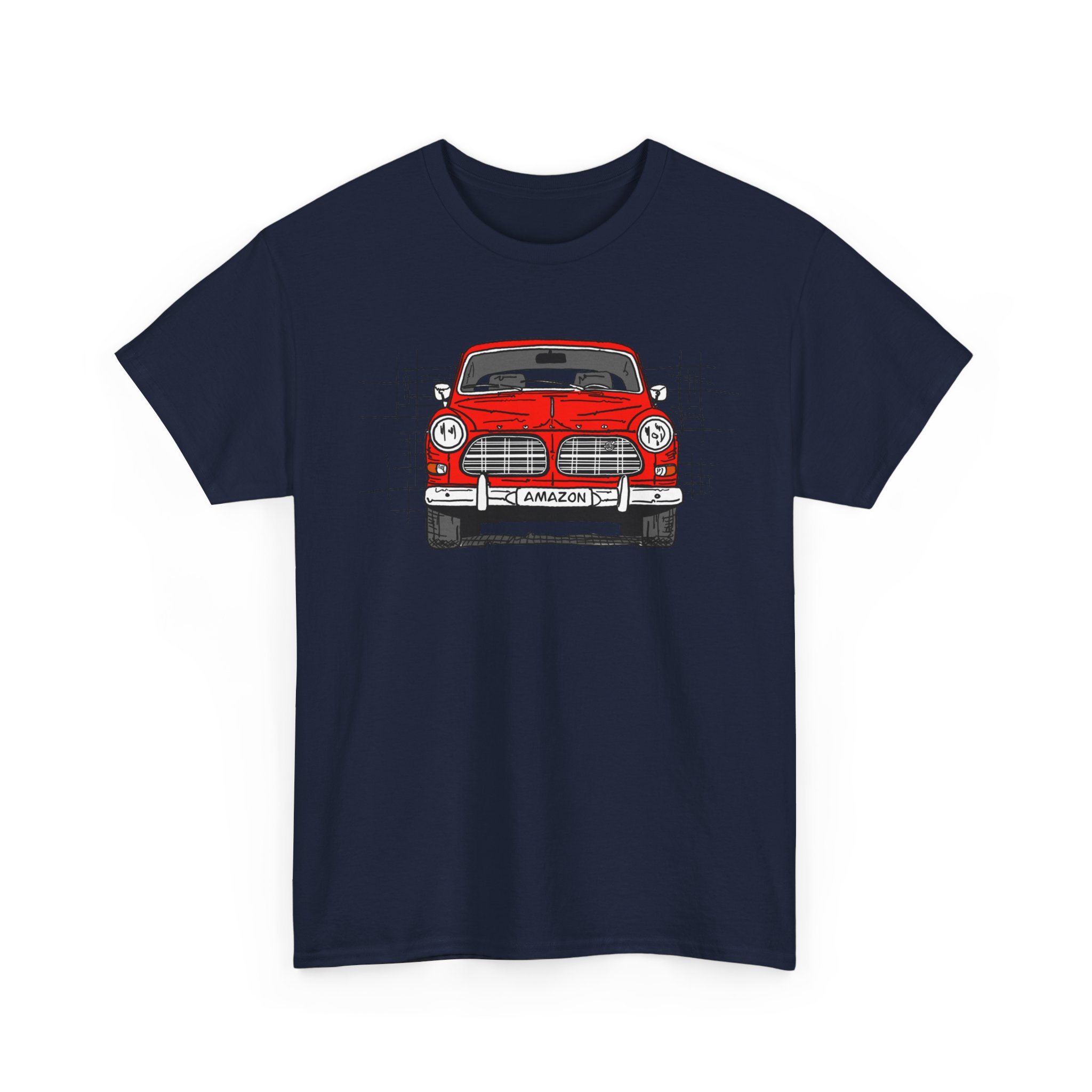 T-Shirt, Volvo Amazon, Strichzeichnung, Rot, personalisierbar – Bild 36