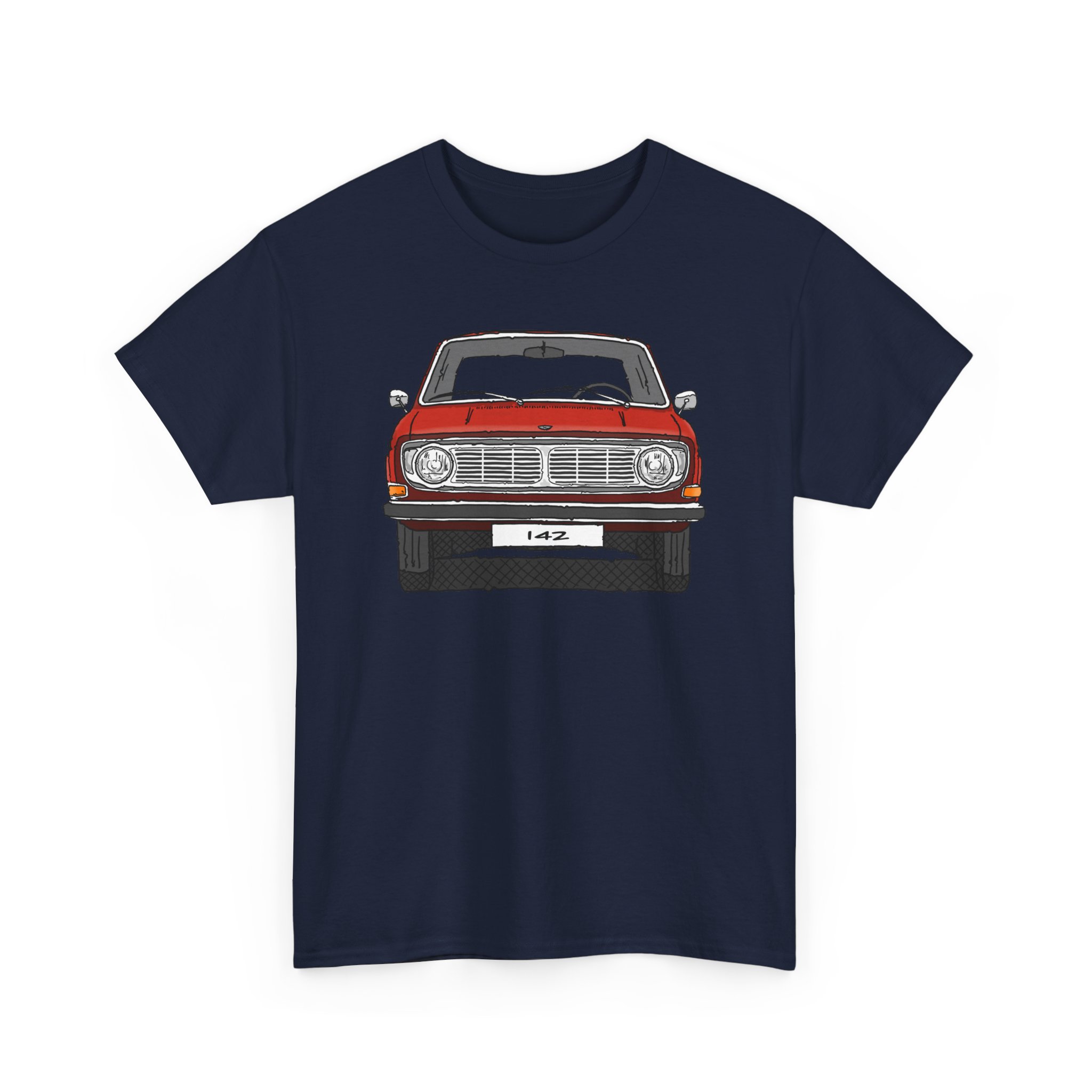 T-Shirt, Volvo 140/142, Strichzeichnung, Rot, Wunschkennzeichen möglich – Bild 5