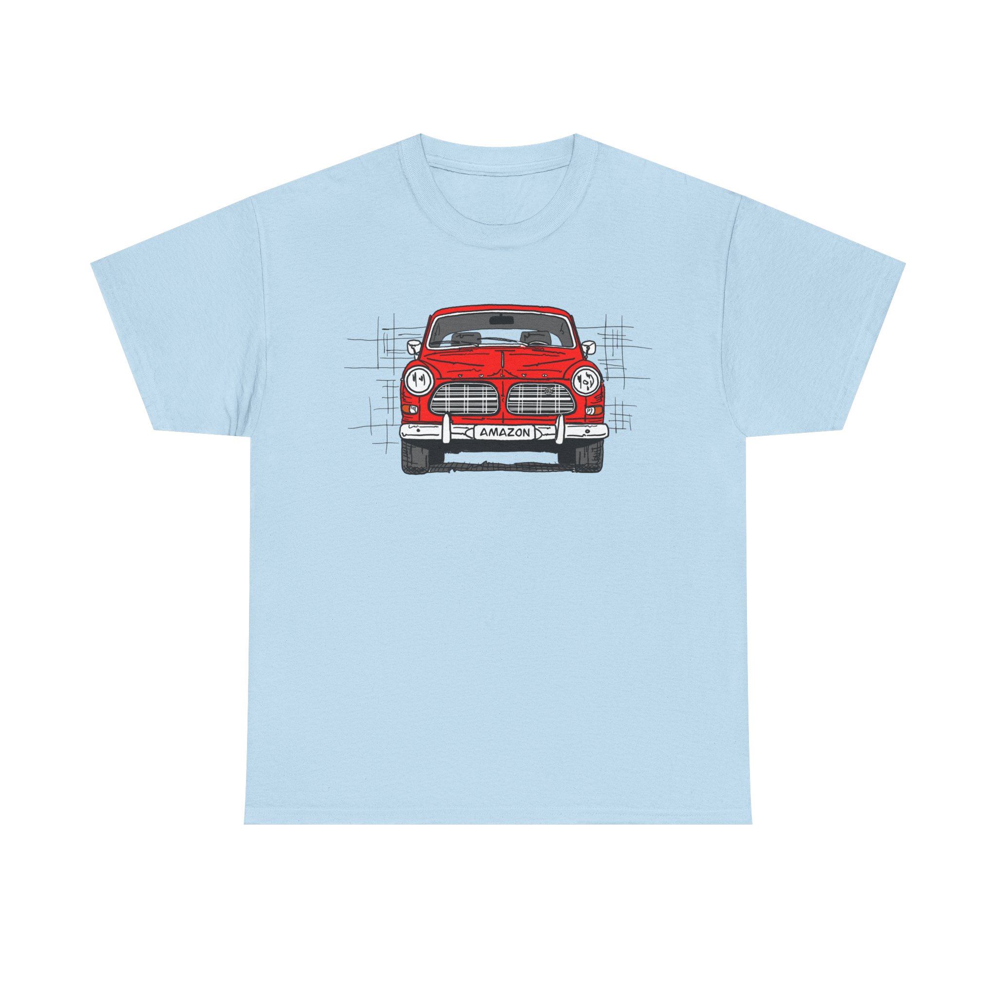 T-Shirt, Volvo Amazon, Strichzeichnung, Rot, personalisierbar – Bild 25
