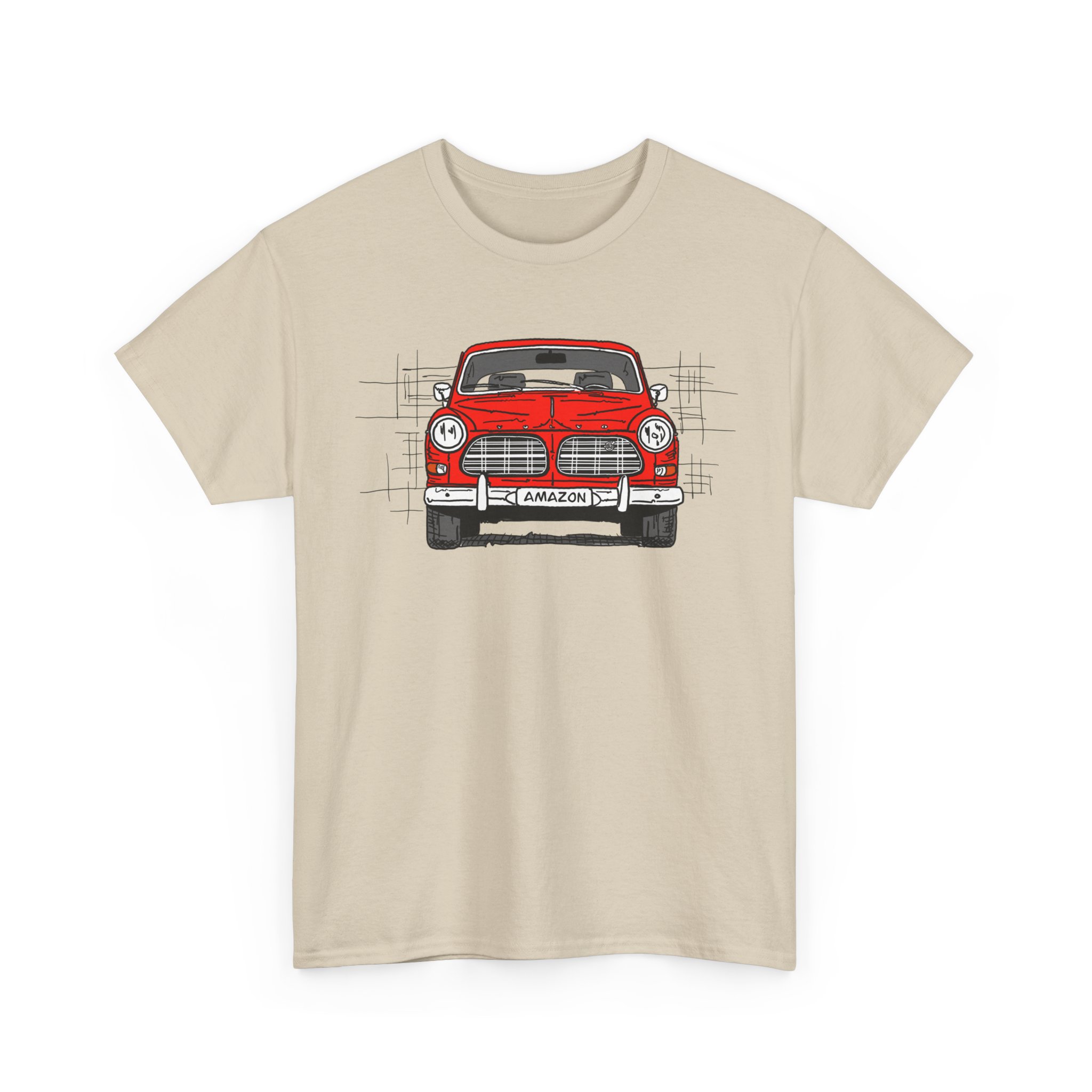 T-Shirt, Volvo Amazon, Strichzeichnung, Rot, personalisierbar – Bild 16