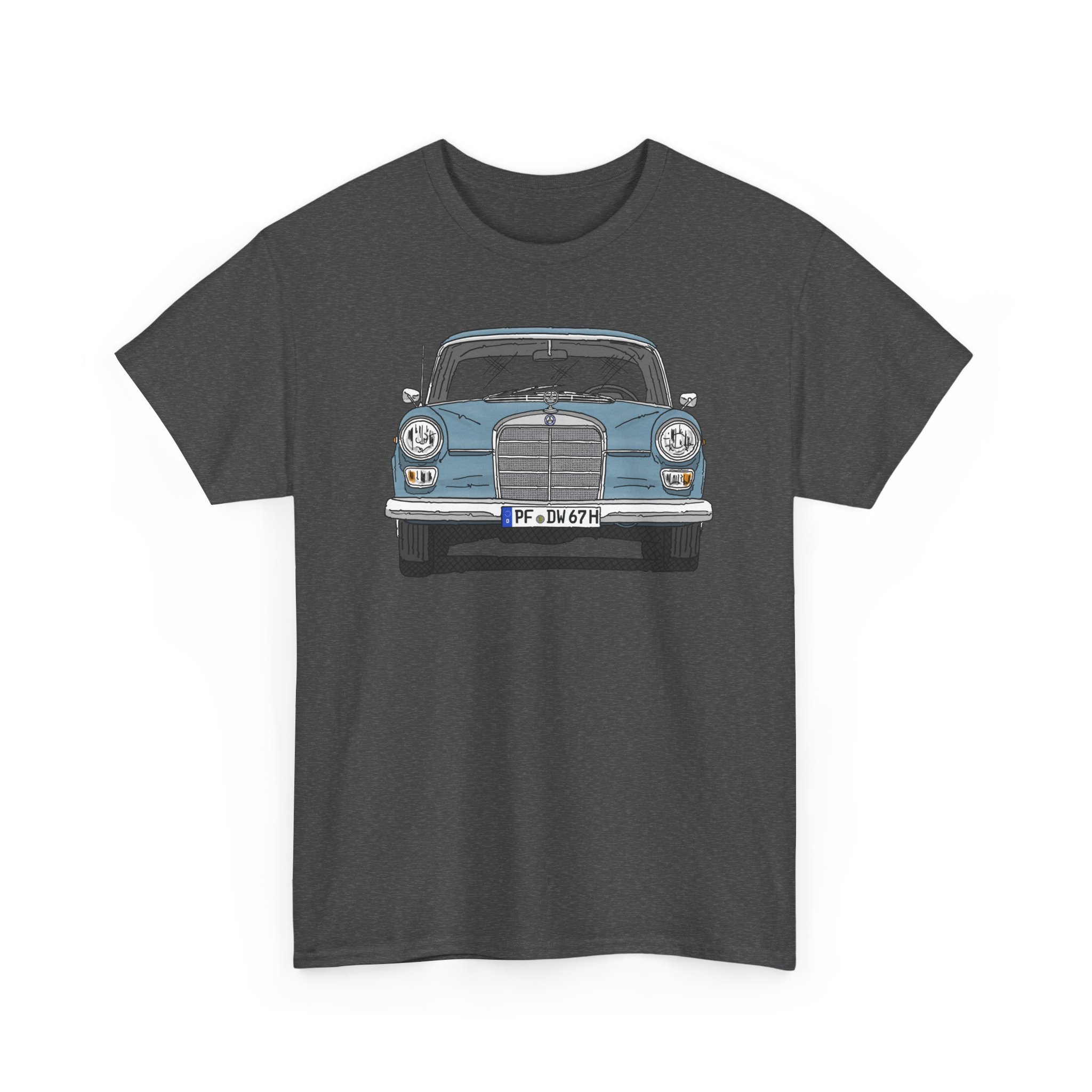 T-Shirt, Mercedes W110, Heckflosse, Strichzeichnung, Blau, PF DW 67H – Bild 2