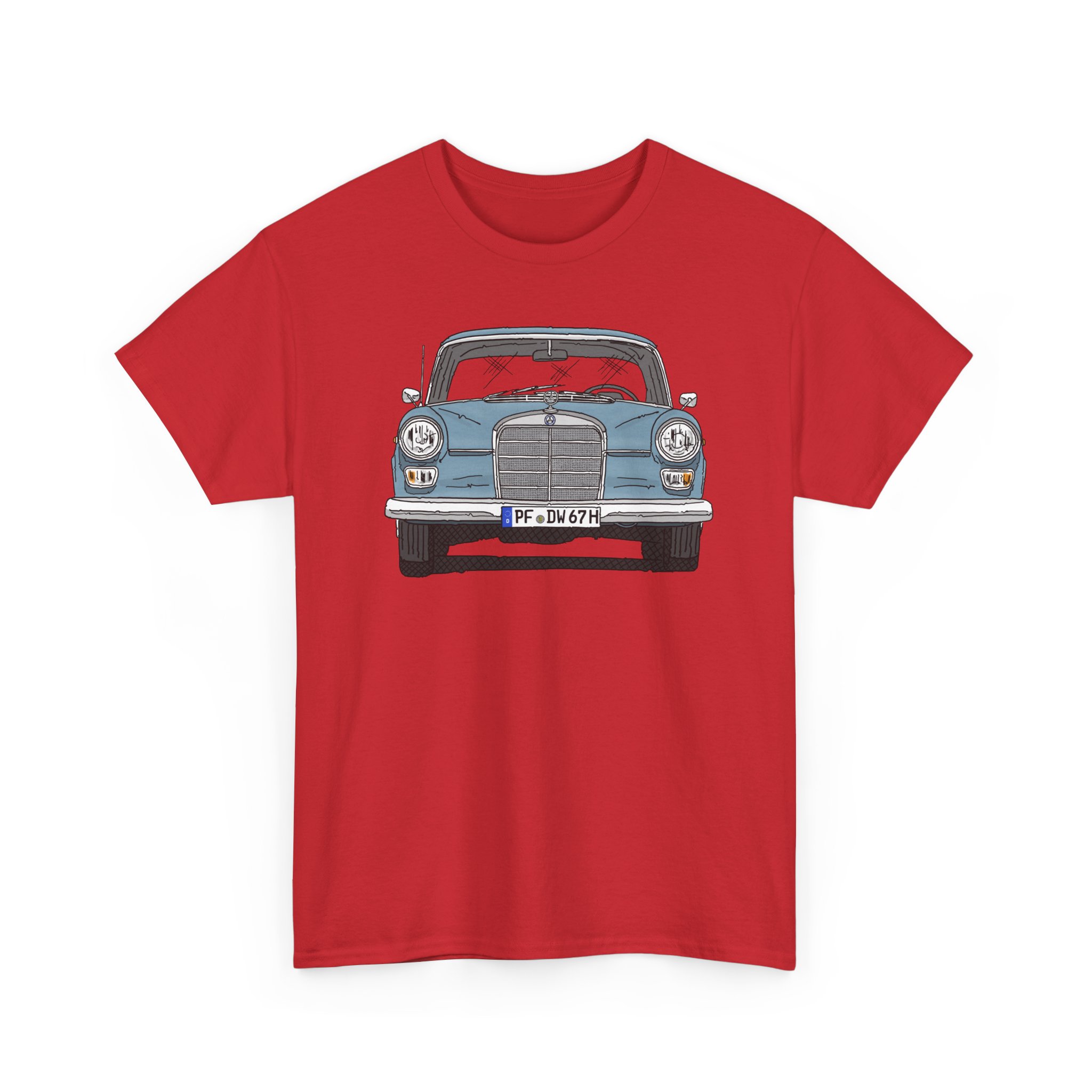 T-Shirt, Mercedes W110, Heckflosse, Strichzeichnung, Blau, PF DW 67H – Bild 12