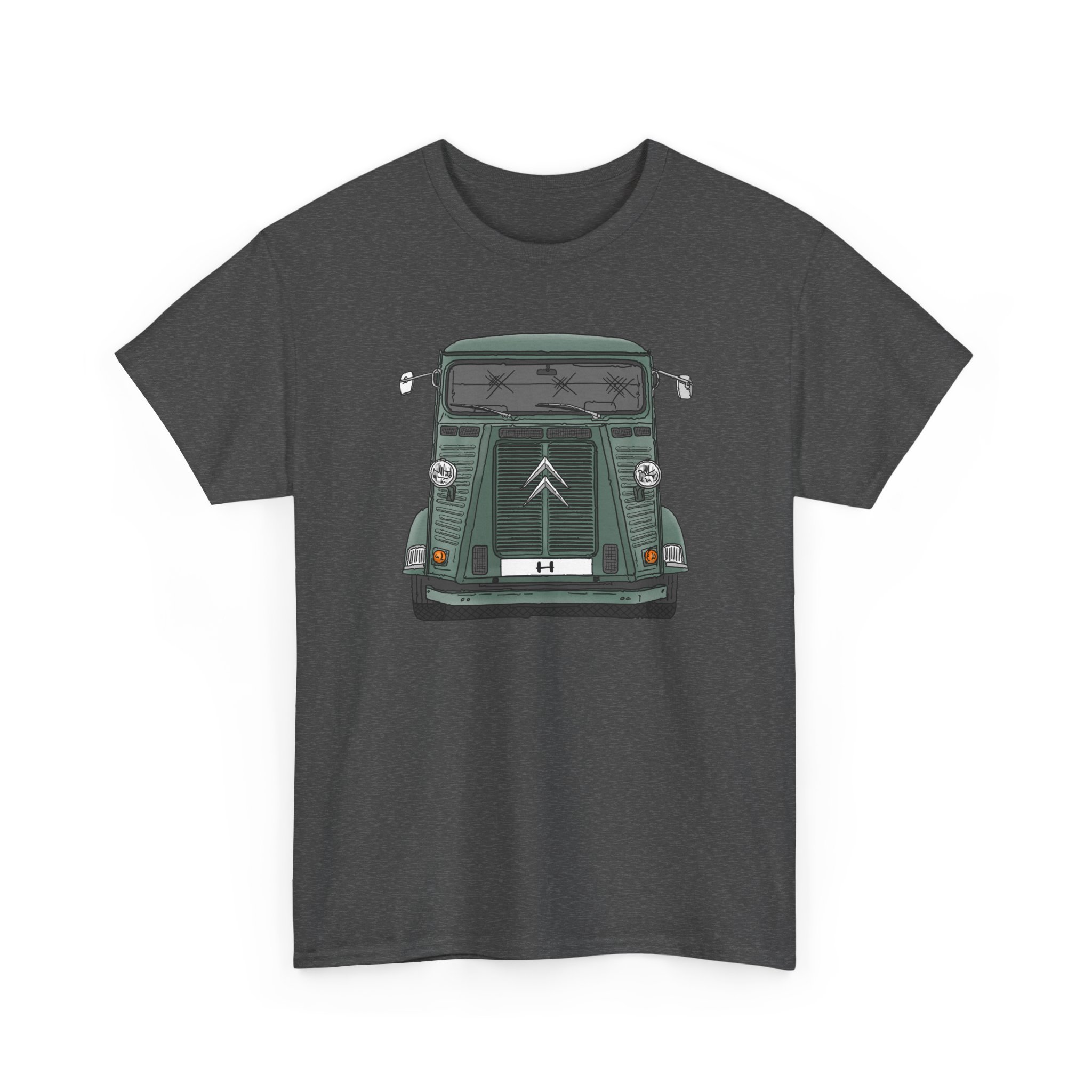T-Shirt, Citroen H, Strichzeichnung, Grün, eigenes Kennzeichen möglich – Bild 3