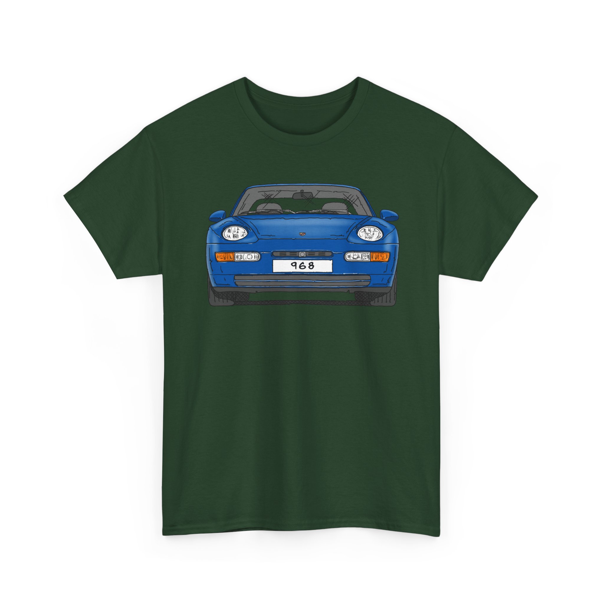 T-Shirt, Porsche 968, Strichzeichnung, Blau, eigenes Kennzeichen möglich – Bild 6