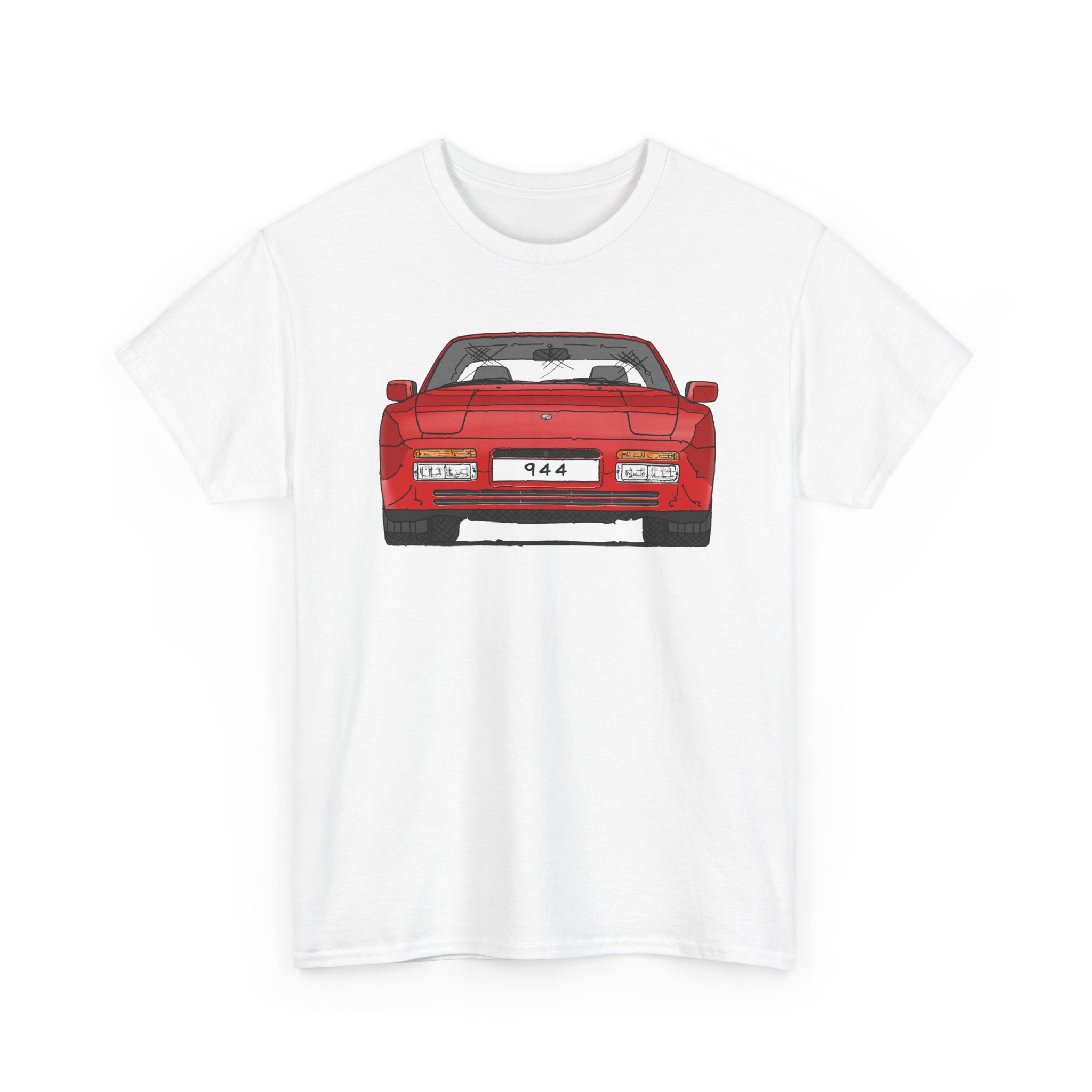 T-Shirt, Porsche 944, Strichzeichnung, Rot, eigenes Kennzeichen möglich – Bild 4