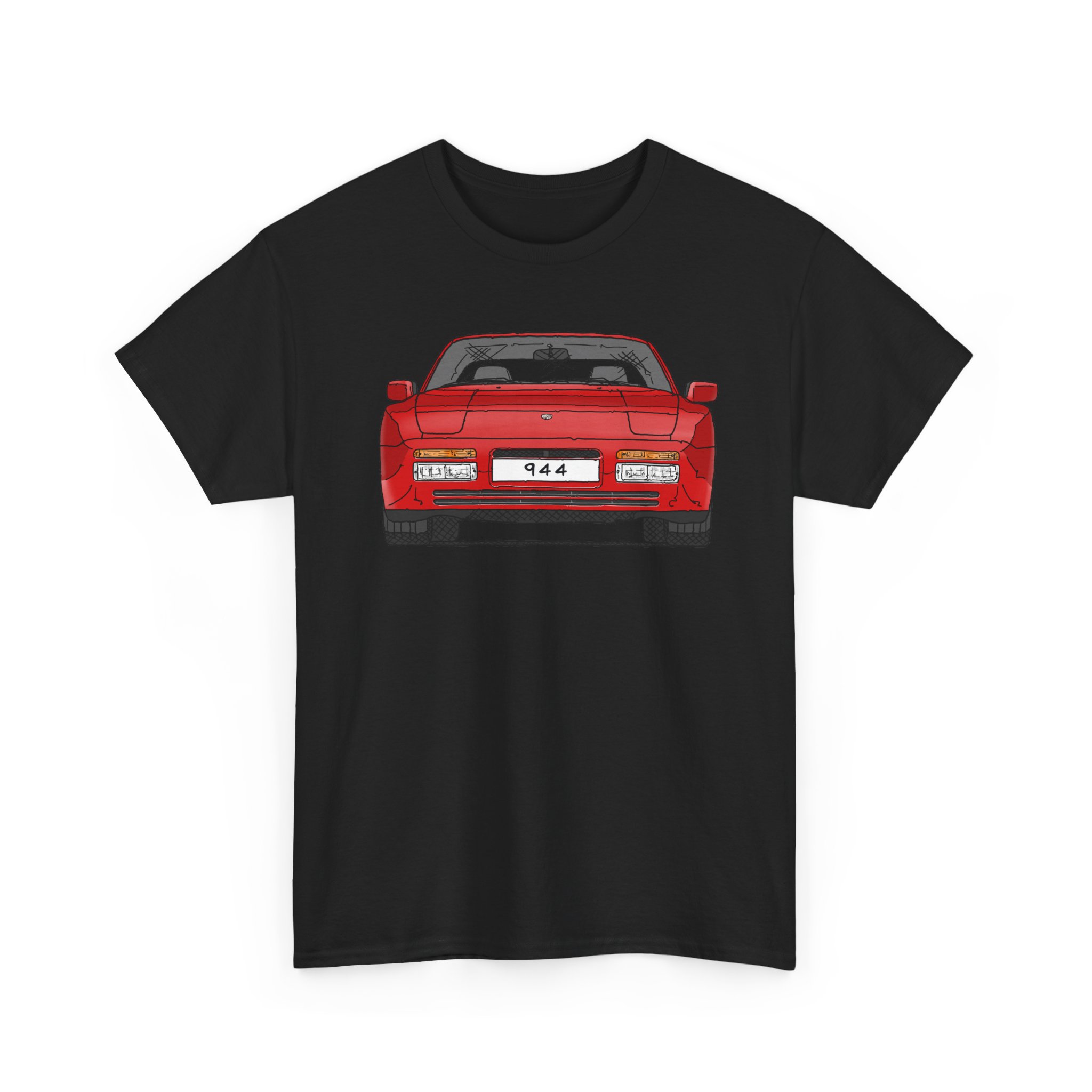 T-Shirt, Porsche 944, Strichzeichnung, Rot, eigenes Kennzeichen möglich – Bild 5