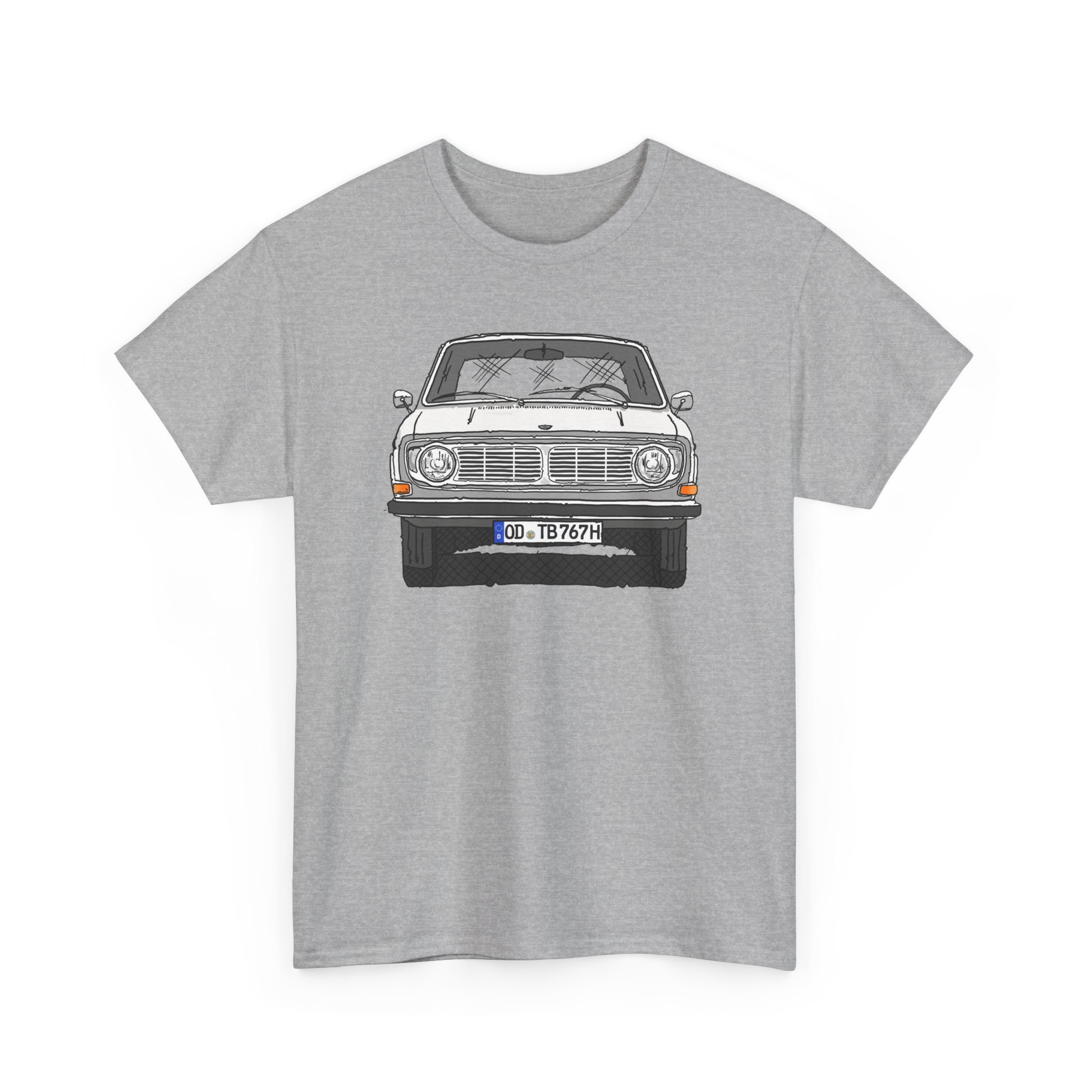 T-Shirt, Volvo 140/142, Strichzeichnung, Weiß, OD TB 767H