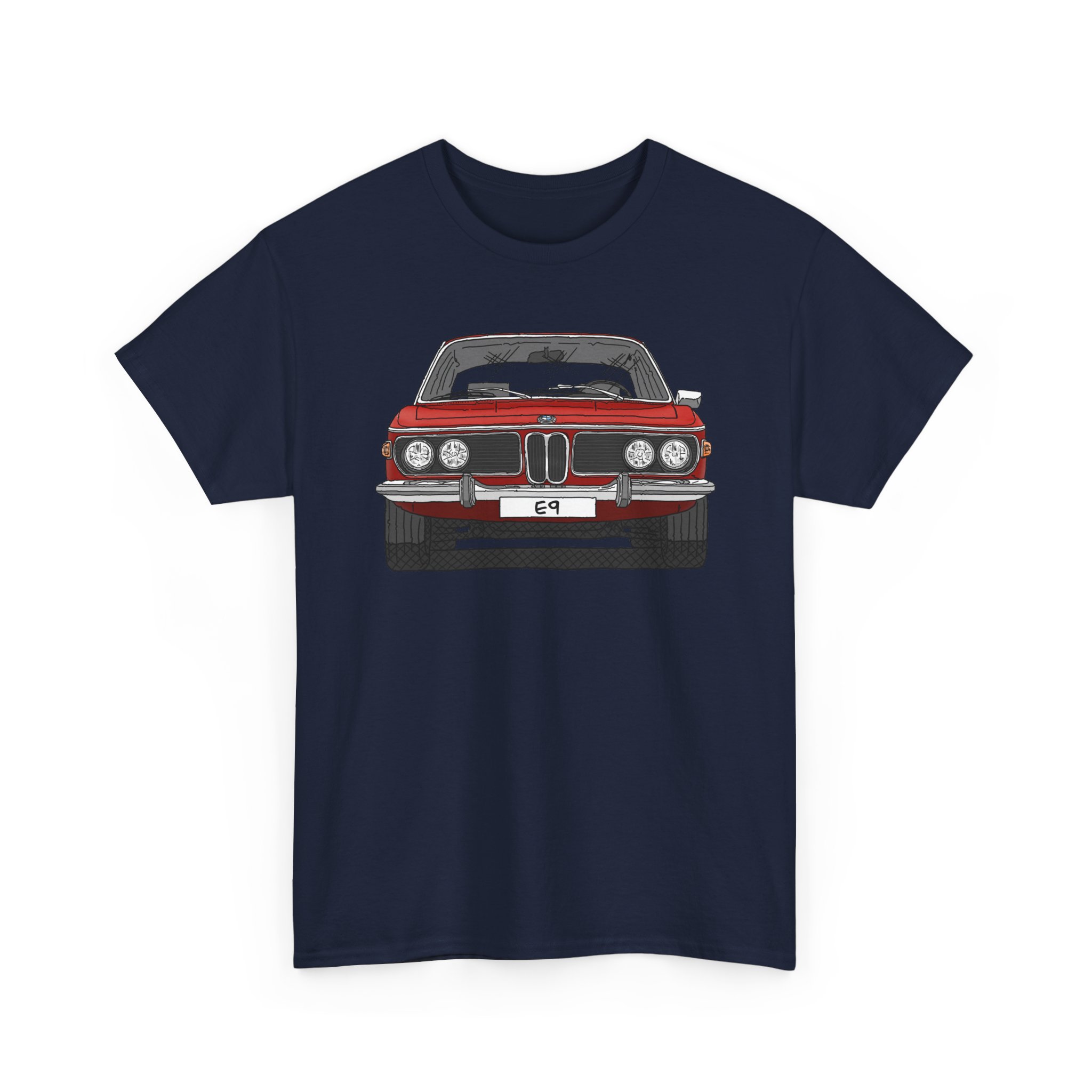 T-Shirt, BMW E9, Strichzeichnung, Rot, eigenes Kennzeichen möglich – Bild 9