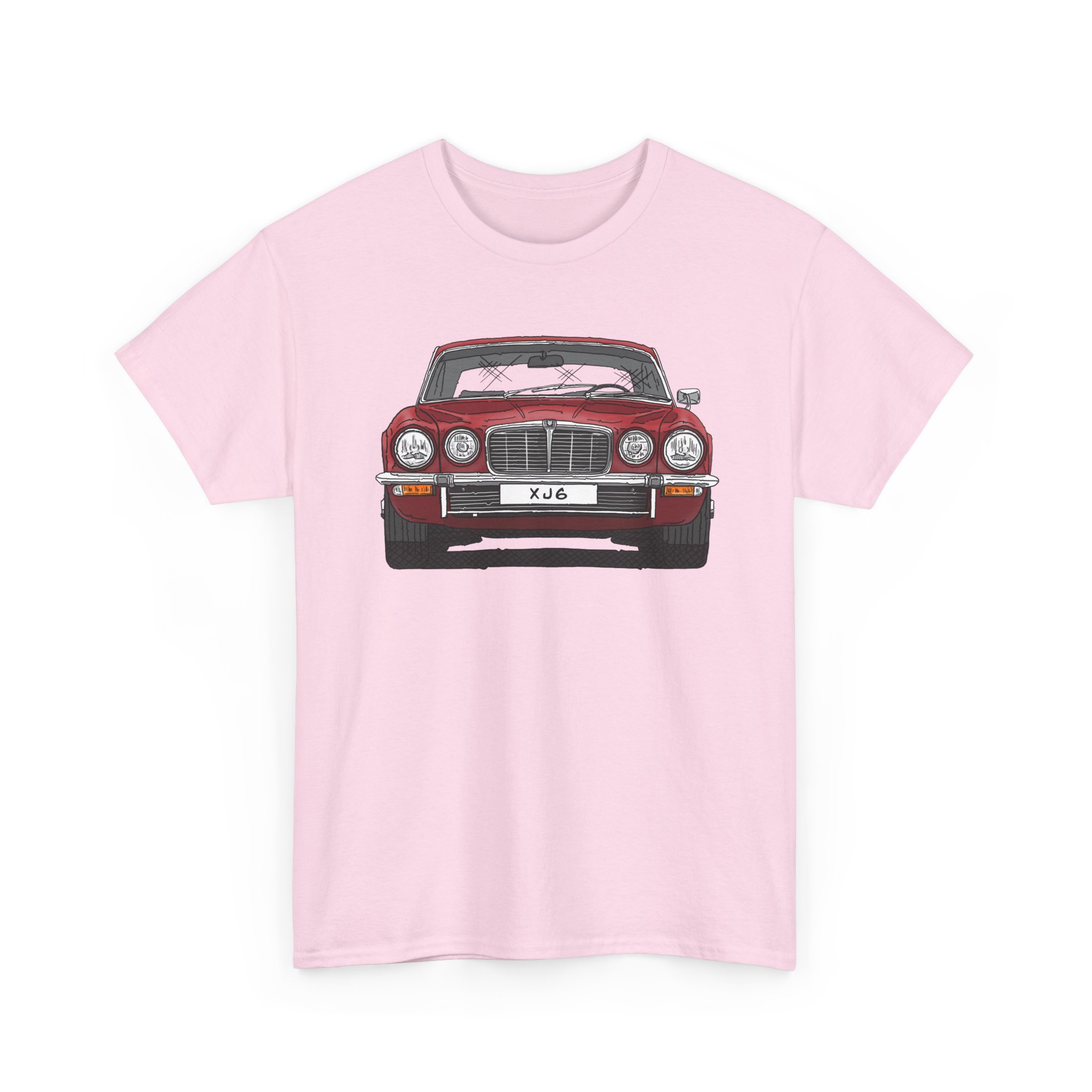 T-Shirt, Jaguar XJ6, Serie 2, Strichzeichnung, Rot, eigenes Kennzeichen möglich – Bild 10
