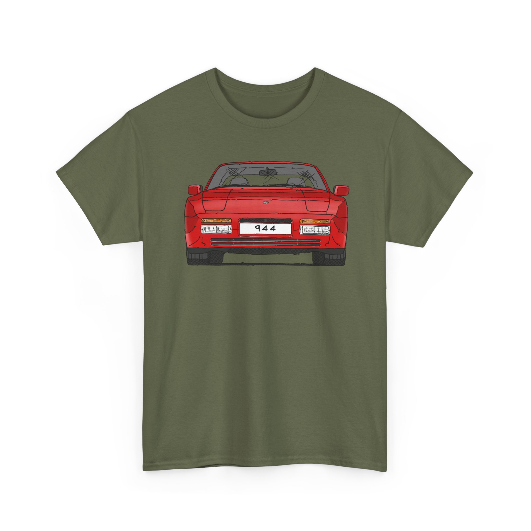 T-Shirt, Porsche 944, Strichzeichnung, Rot, eigenes Kennzeichen möglich – Bild 2