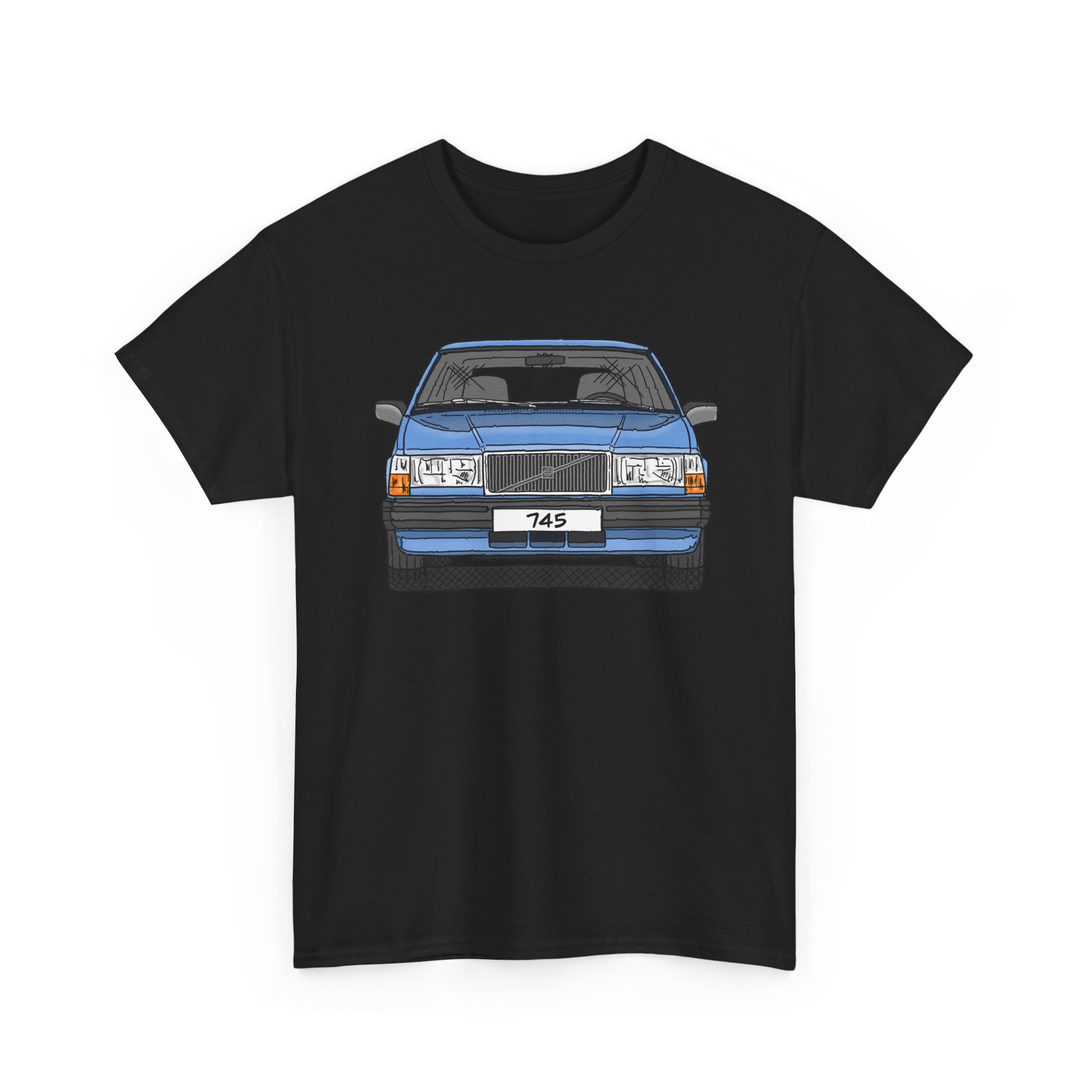 T-Shirt, Volvo 740/745, Strichzeichnung, Hellblau, eigenes Kennzeichen möglich – Bild 5